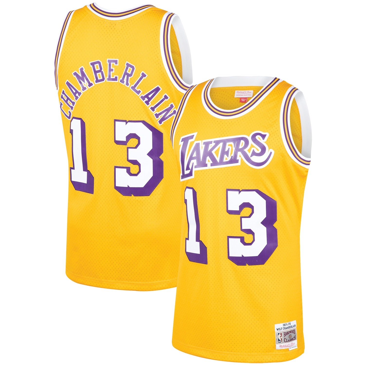 Wilt Chamberlain Los Angeles Lakers M & N 1971/72 Hardwood Classics Swingman Jersey - Gold Basketball TJS0621