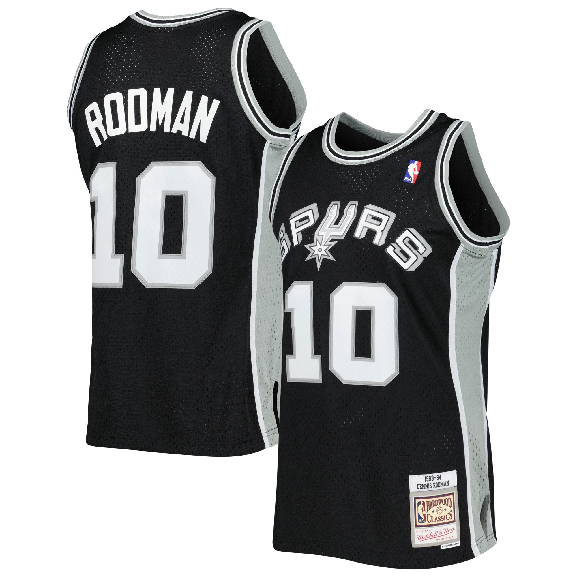 Dennis Rodman San Antonio Spurs M & N 1993/94 Hardwood Classics Swingman Jersey - Black Basketball TJS0602