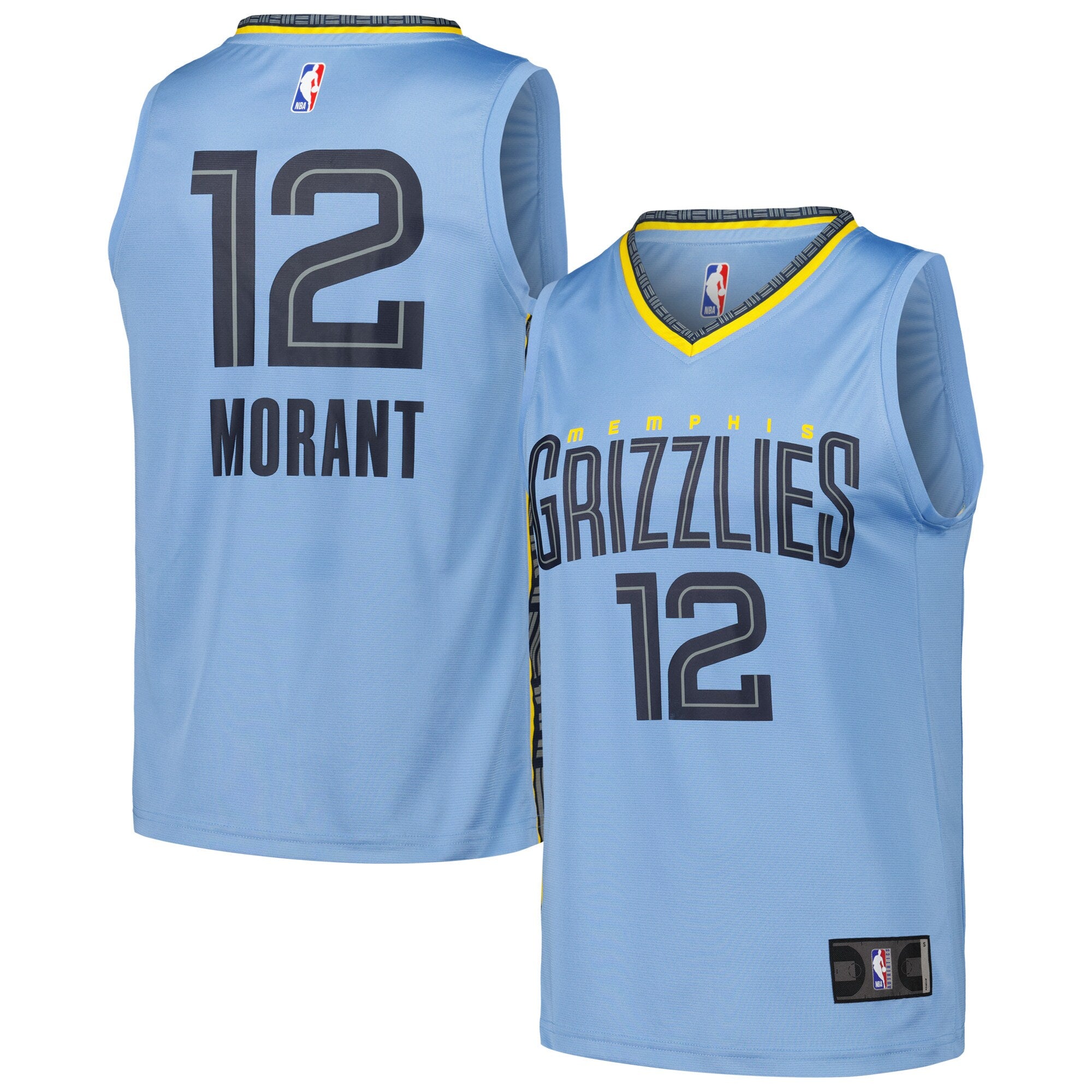 Ja Morant Memphis Grizzlies Fast Break Replica Player Jersey - Statement Edition - Light Blue Basketball TJS0644