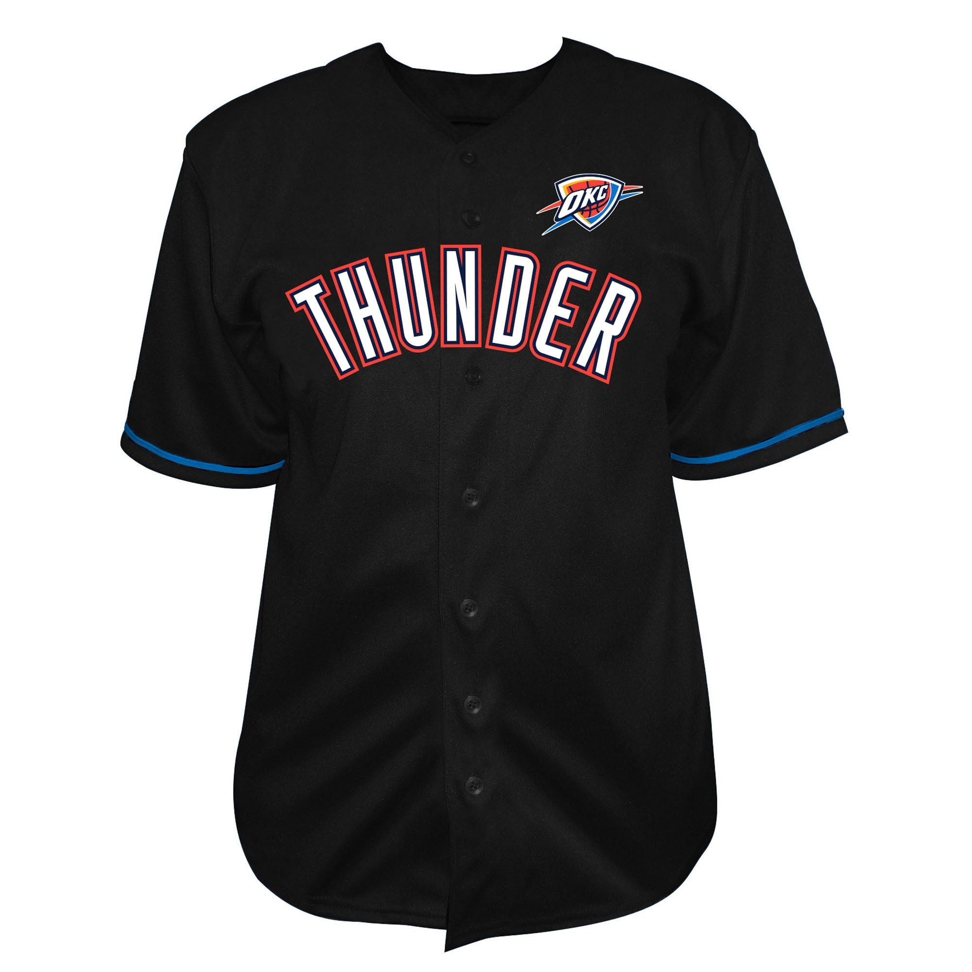 Oklahoma City Thunder Big & Tall Pop Full-Button Jersey - Black Basketball TJS0607