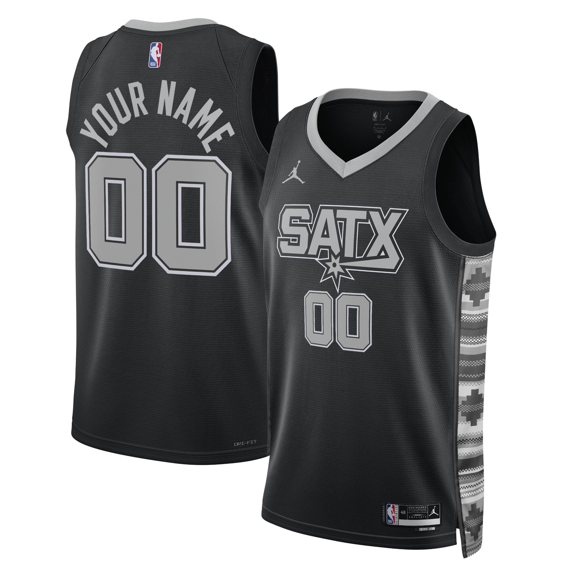 San Antonio Spurs Jordan Brand Unisex 2022/23 Swingman Custom Jersey - Statement Edition - Black Basketball TJS0582