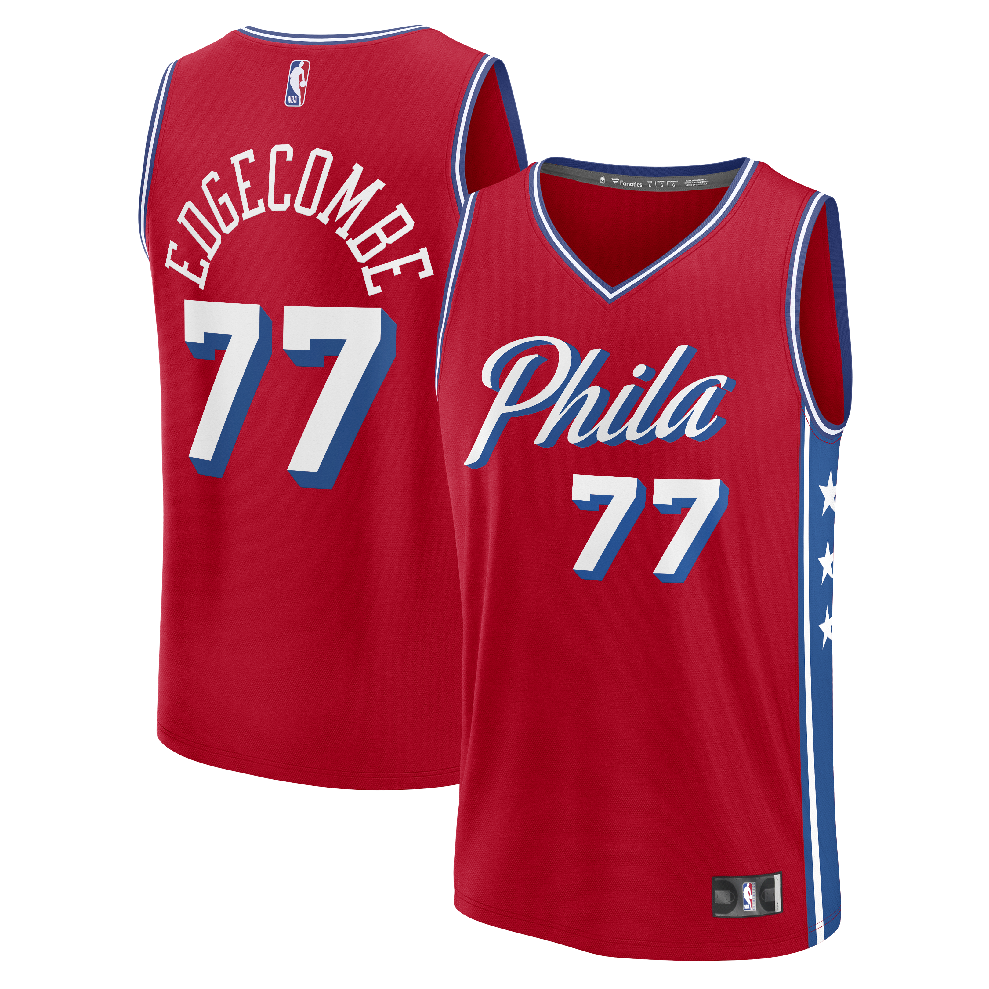 VJ Edgecombe Philadelphia 76ers Fast Break Replica Player Jersey - Statement Edition - Red Basketball TJS0642