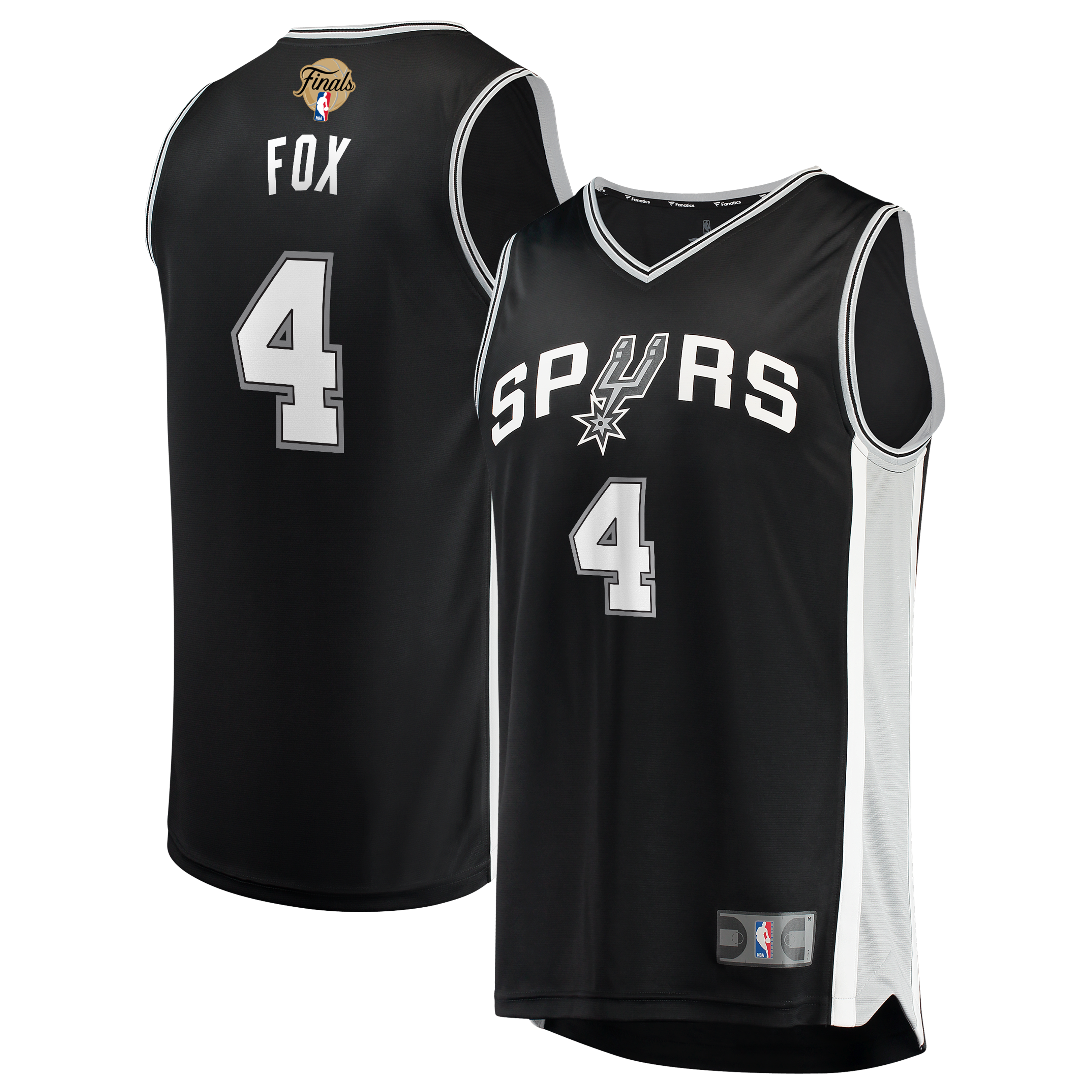 De'Aaron Fox San Antonio Spurs 2026 Finals Patch Fast Break Jersey - Icon Edition - Black Basketball TJS0587