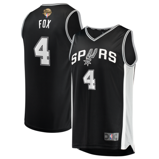 De'Aaron Fox San Antonio Spurs 2026 Finals Patch Fast Break Jersey - Icon Edition - Black Basketball TJS0587