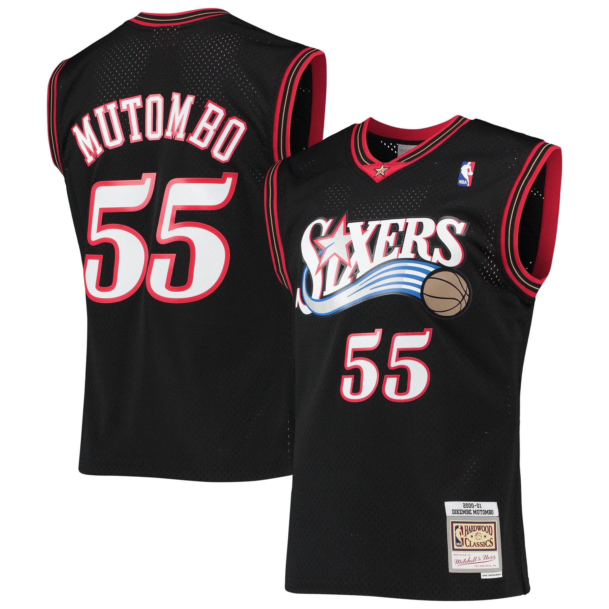 Dikembe Mutombo Philadelphia 76ers M & N Hardwood Classics Swingman Jersey - Black Basketball TJS0583