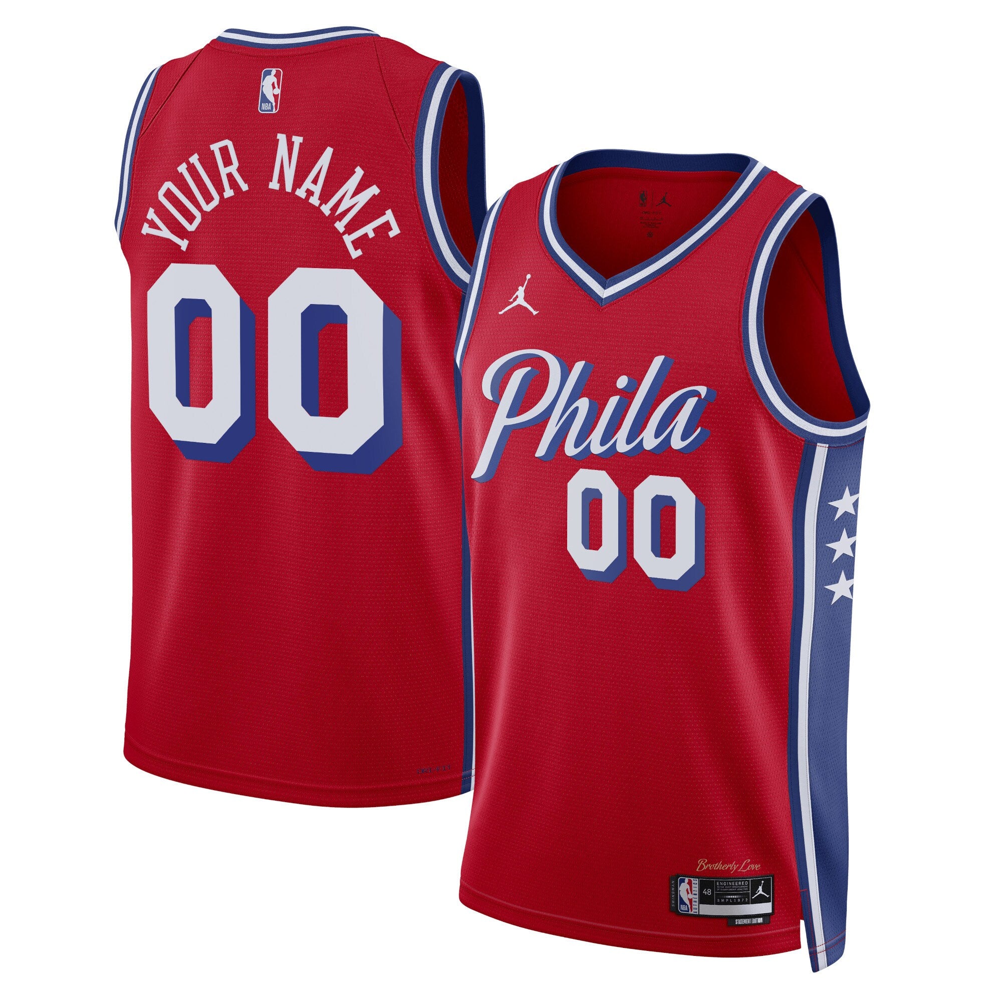 Philadelphia 76ers Jordan Brand Unisex 2022/23 Swingman Custom Jersey - Statement Edition - Red Basketball TJS0657