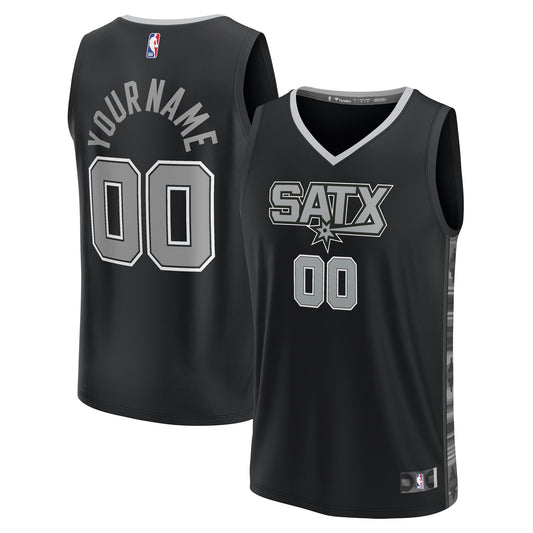 San Antonio Spurs Fast Break Custom Replica Jersey - Black - Statement Edition Basketball TJS0586