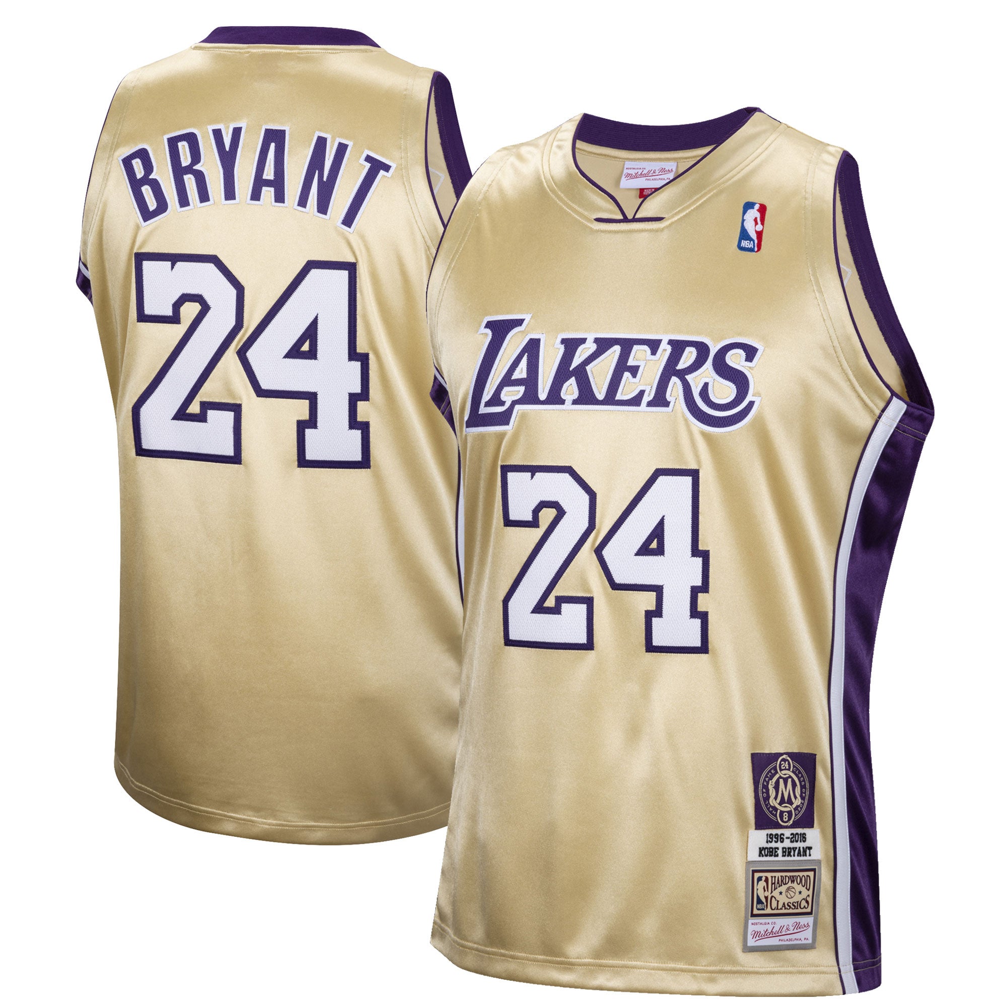 Kobe Bryant Los Angeles Lakers M & N Hall of Fame Class of 2020 #24 Hardwood Classics Jersey - Gold Basketball TJS0839