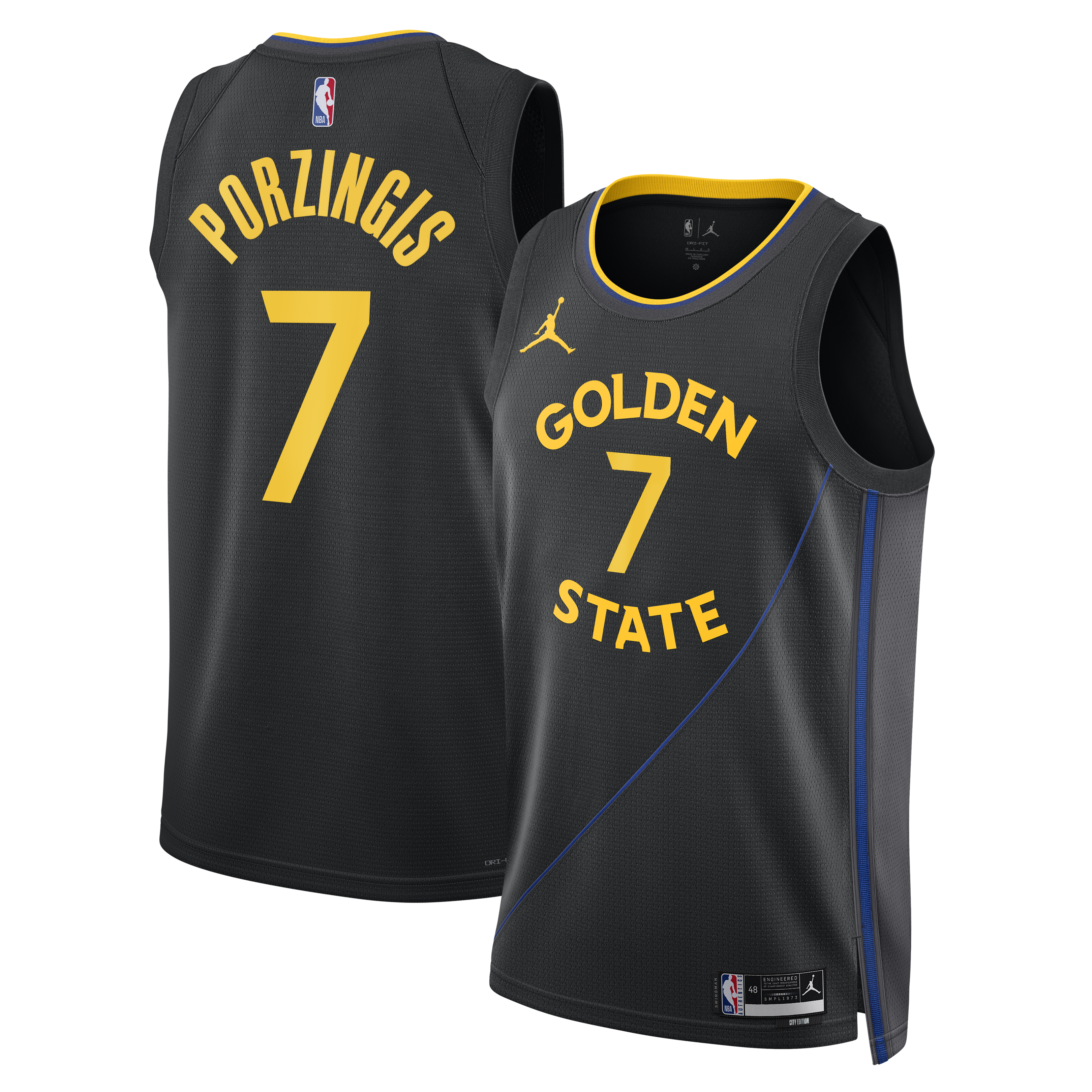 Kristaps Porzi??is Golden State Warriors Jordan Brand Unisex Swingman Jersey - Statement Edition - Black Basketball TJS0785