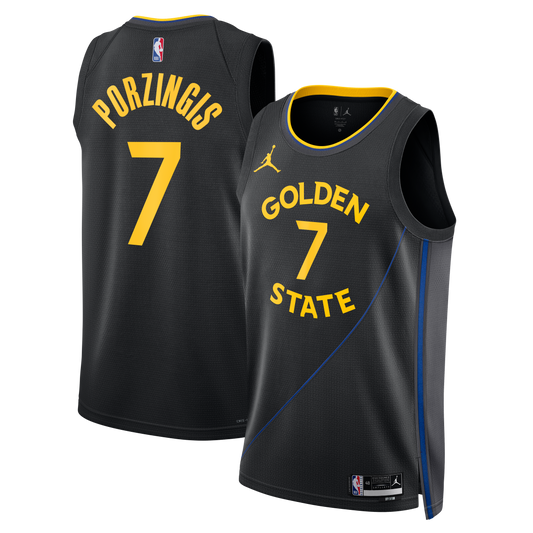 Kristaps Porzi??is Golden State Warriors Jordan Brand Unisex Swingman Jersey - Statement Edition - Black Basketball TJS0785
