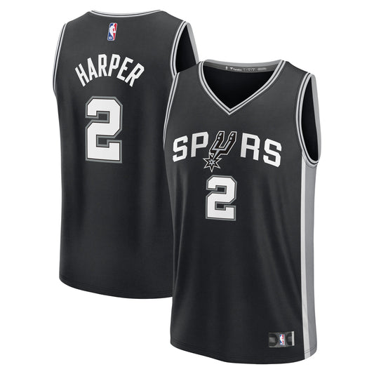 Dylan Harper San Antonio Spurs 2025 Draft First Round Pick Fast Break Replica Jersey - Icon Edition - Black Basketball TJS0810