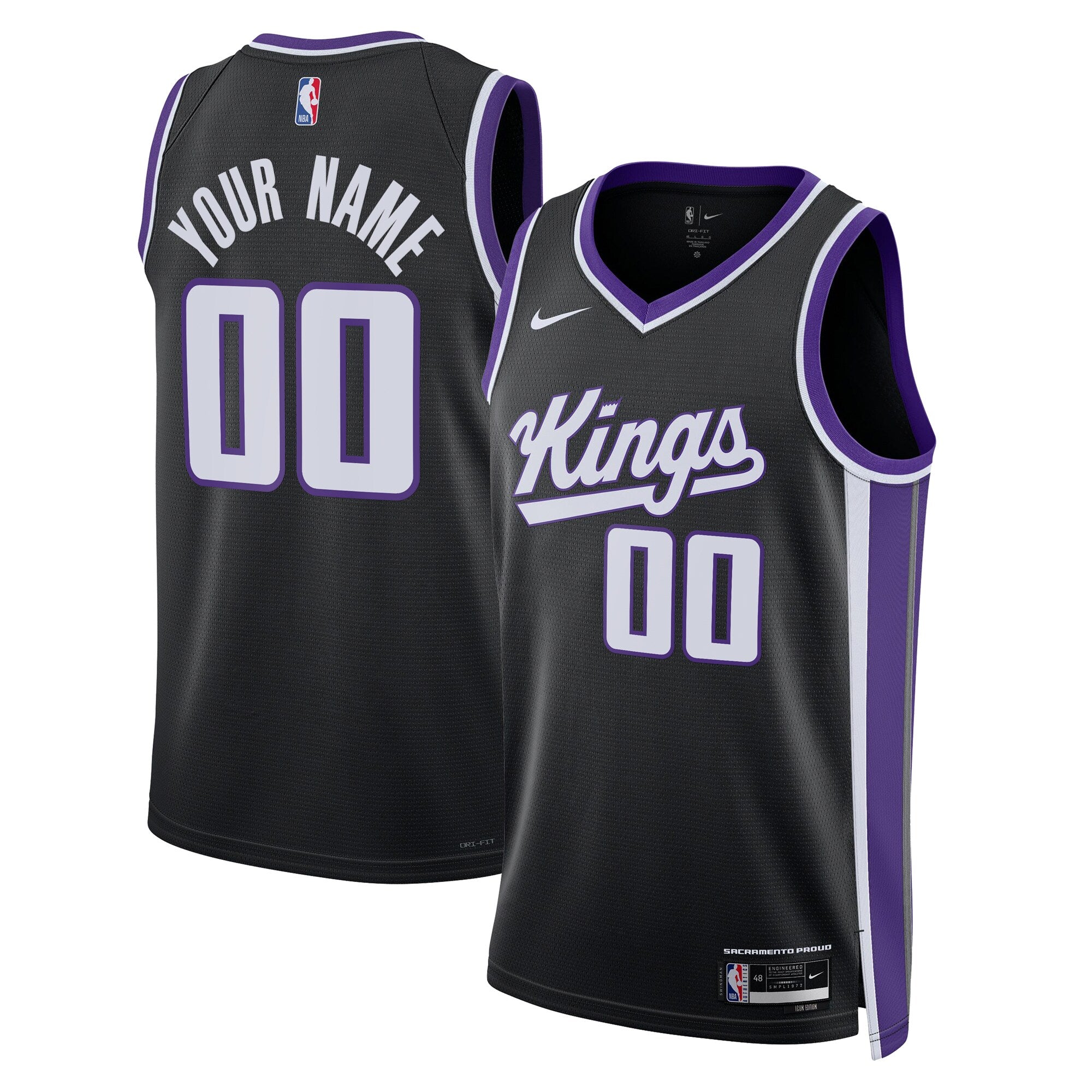 Sacramento Kings Unisex Swingman Custom Jersey - Icon Edition - Black Basketball TJS0699