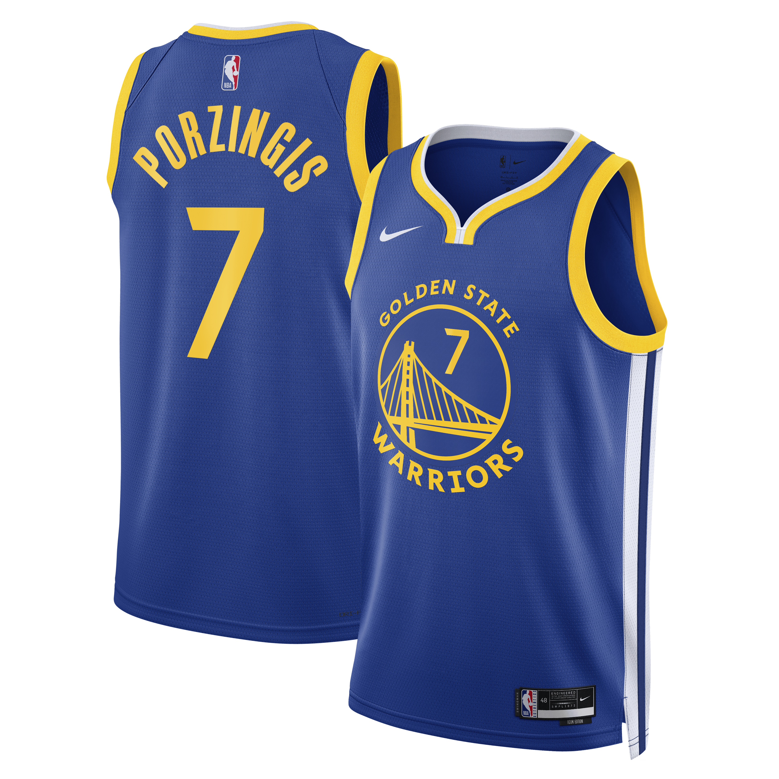 Kristaps Porzi??is Golden State Warriors Unisex Swingman Jersey - Icon Edition - Royal Basketball TJS0852