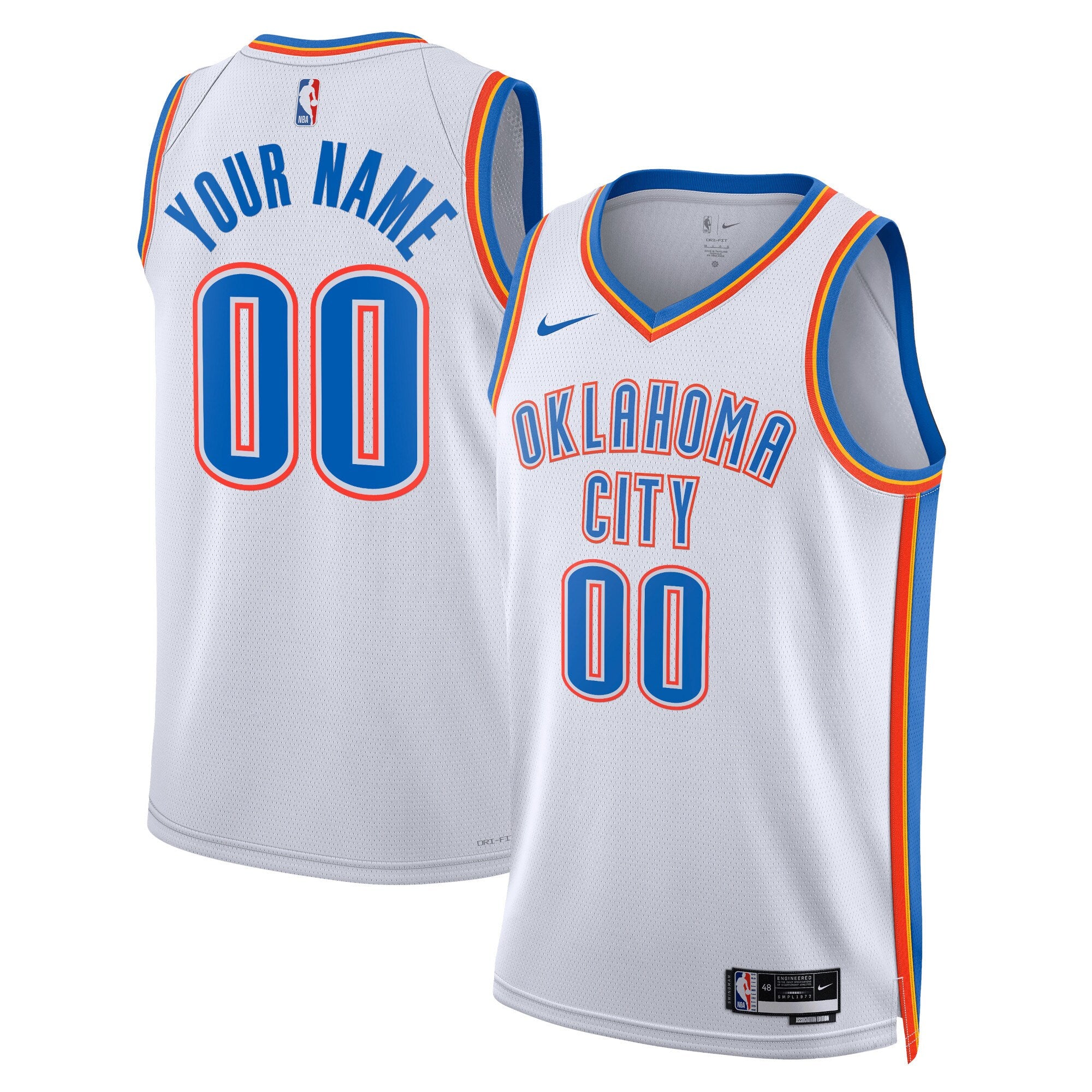 Oklahoma City Thunder Unisex Swingman Custom Jersey White - Association Edition Basketball TJS0696