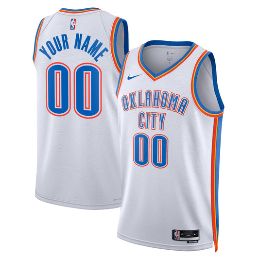 Oklahoma City Thunder Unisex Swingman Custom Jersey White - Association Edition Basketball TJS0696