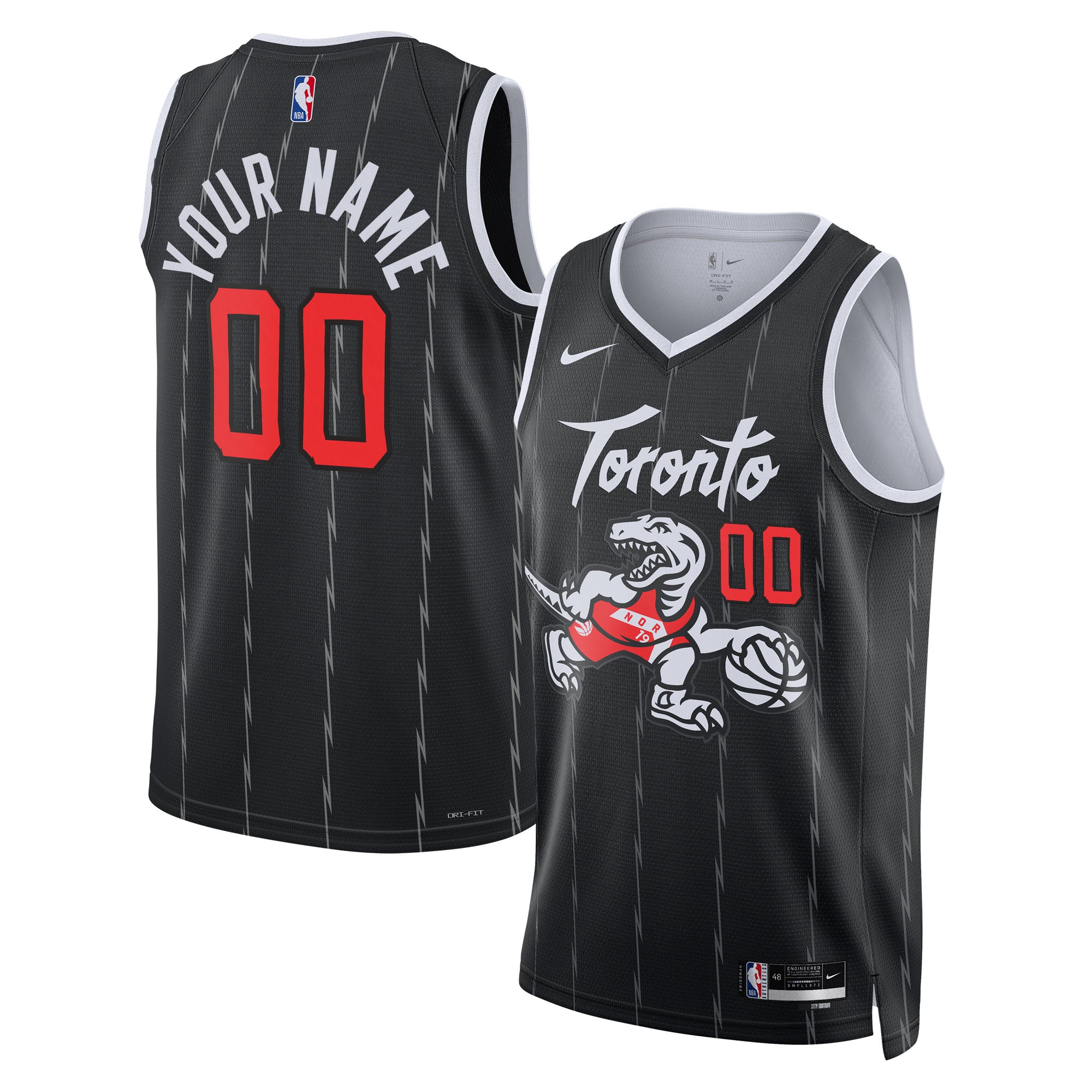 Toronto Raptors Unisex 2025/26 City Edition Swingman Custom Jersey - Black Basketball TJS0748