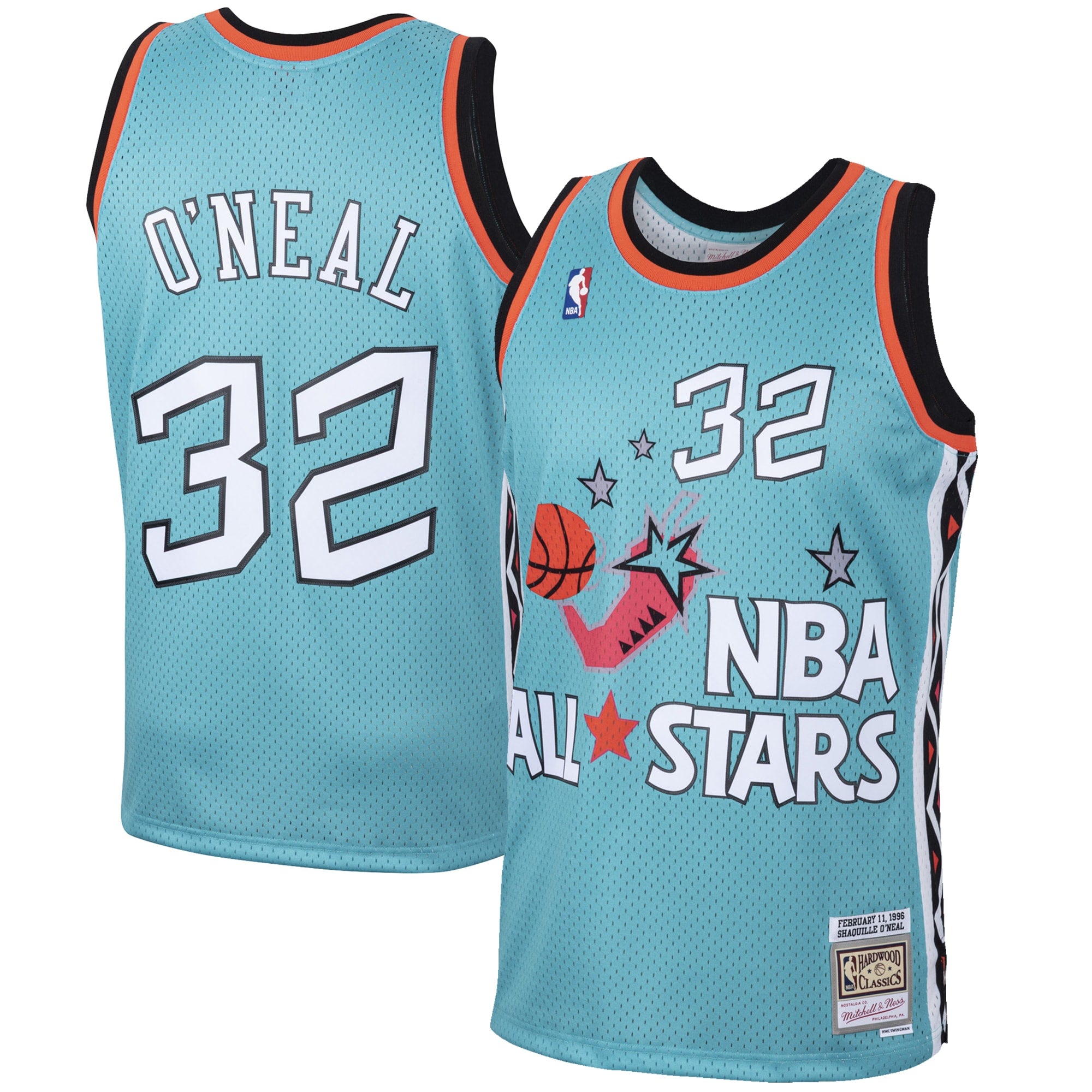 Shaquille O'Neal M & N Eastern Conference 1996 All-Star Hardwood Classics Swingman Jersey - Teal Basketball TJS0672