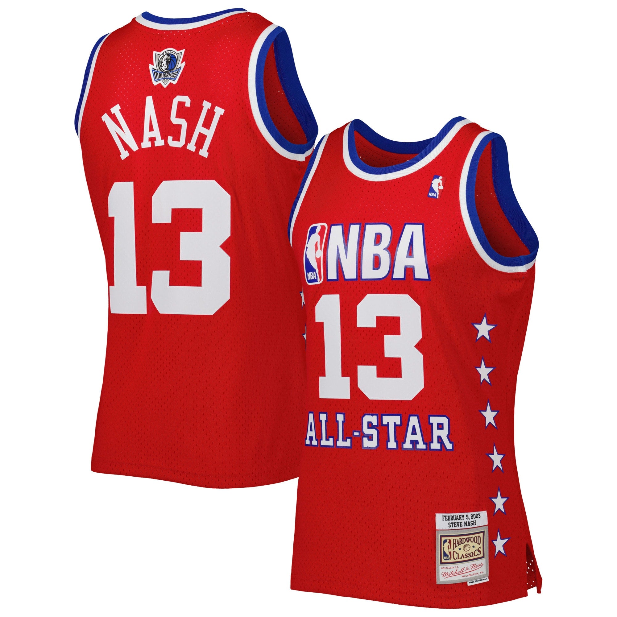 Steve Nash Western Conference M & N 2003 All Star Game Swingman Jersey - Red Basketball TJS0751