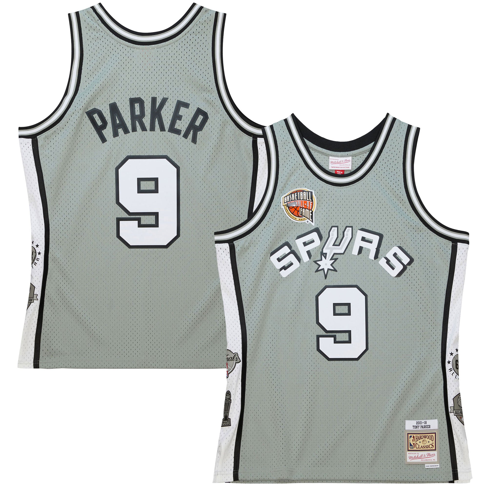 Tony Parker San Antonio Spurs M & N Unisex Hall of Fame Class of 2023 Throwback Swingman Jersey - Gray Basketball TJS0859