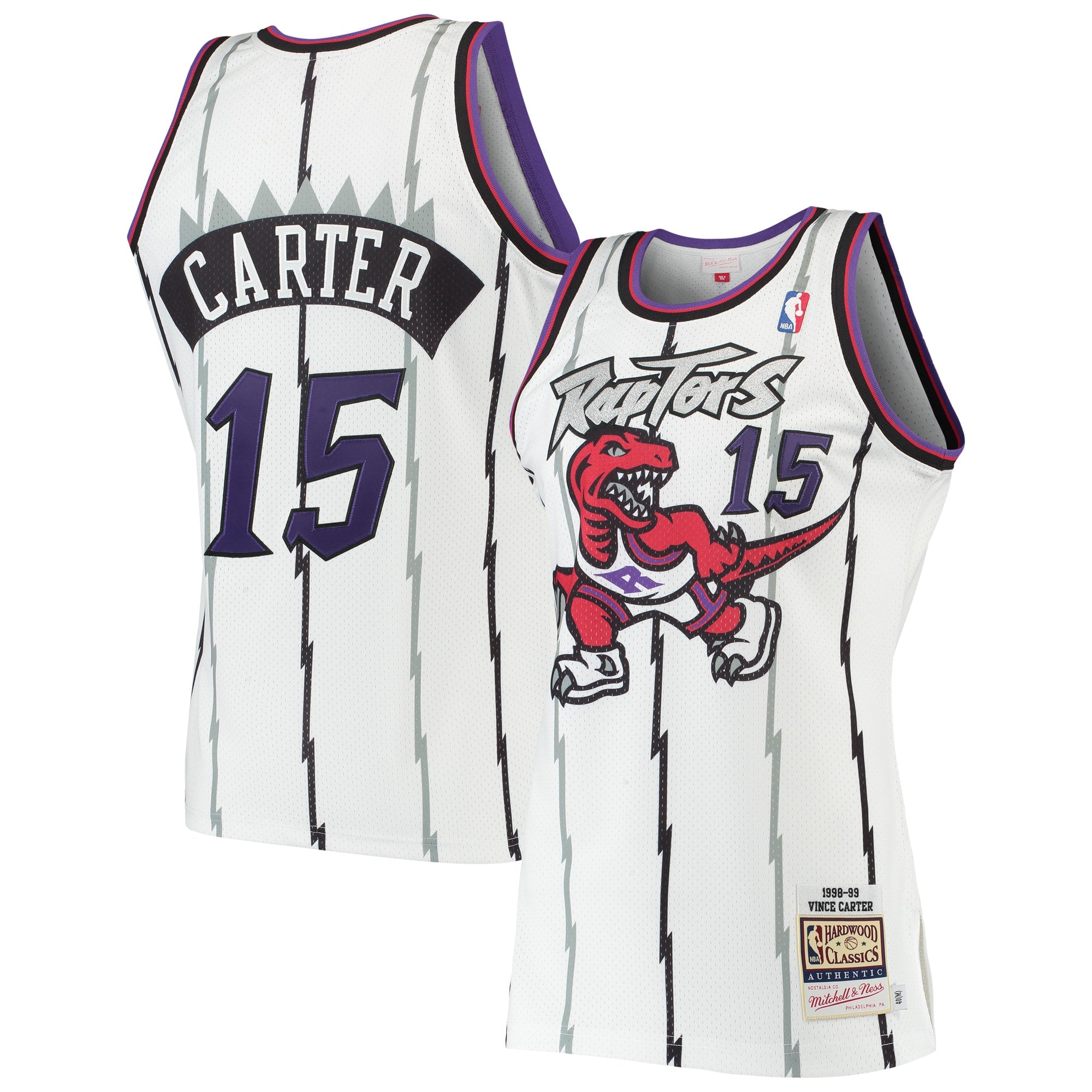 Vince Carter Toronto Raptors M & N 1998/99 Hardwood Classics Jersey - White Basketball TJS0826