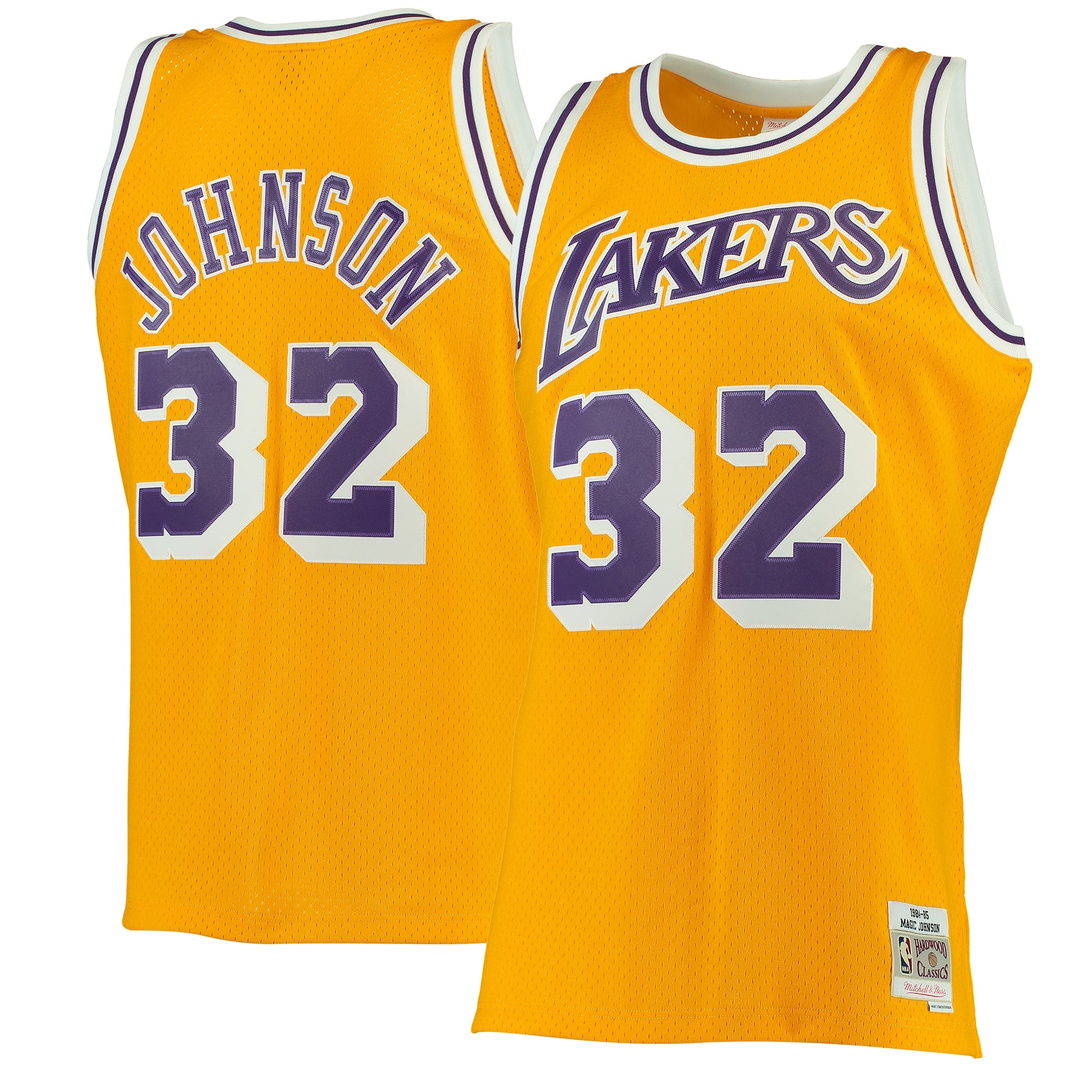 Magic Johnson Los Angeles Lakers M & N 1984/85 Hardwood Classics Swingman Jersey - Gold Basketball TJS0779