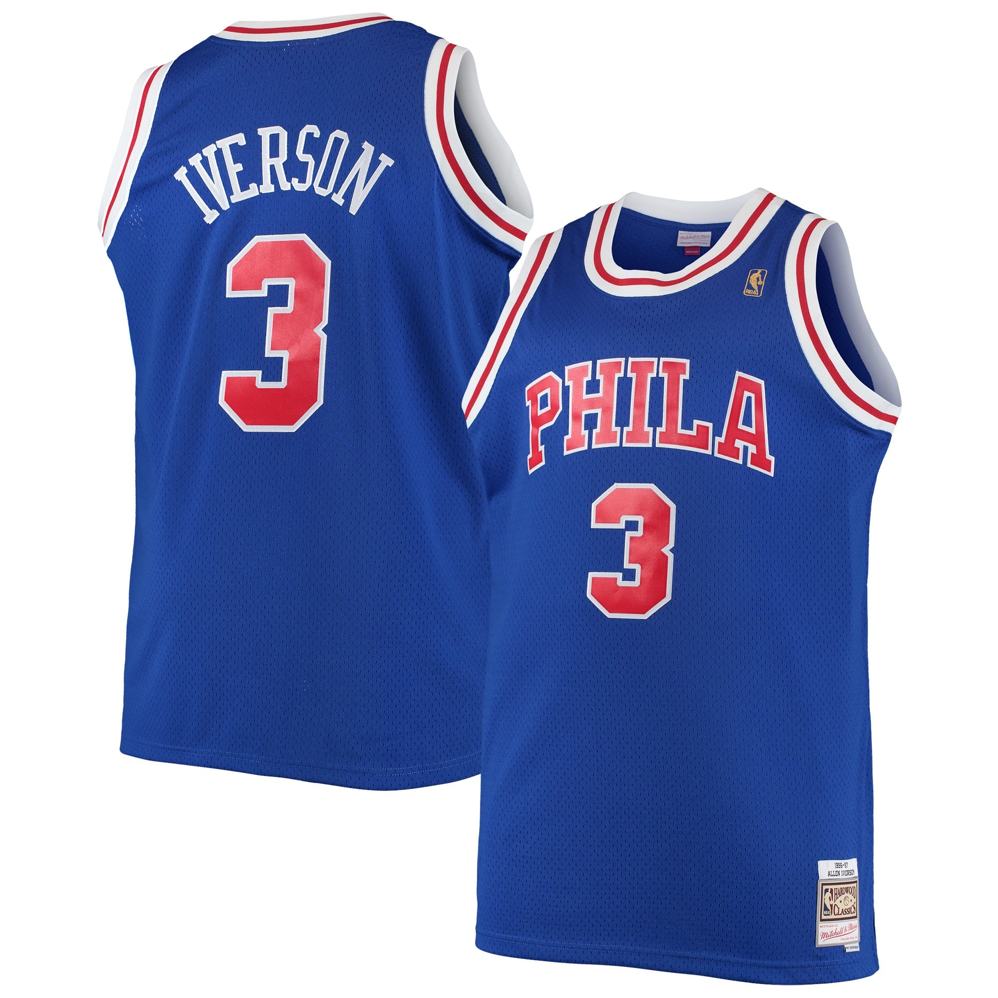 Allen Iverson Philadelphia 76ers M & N 1996/97 Big & Tall Hardwood Classics Swingman Jersey - Royal Basketball TJS0795