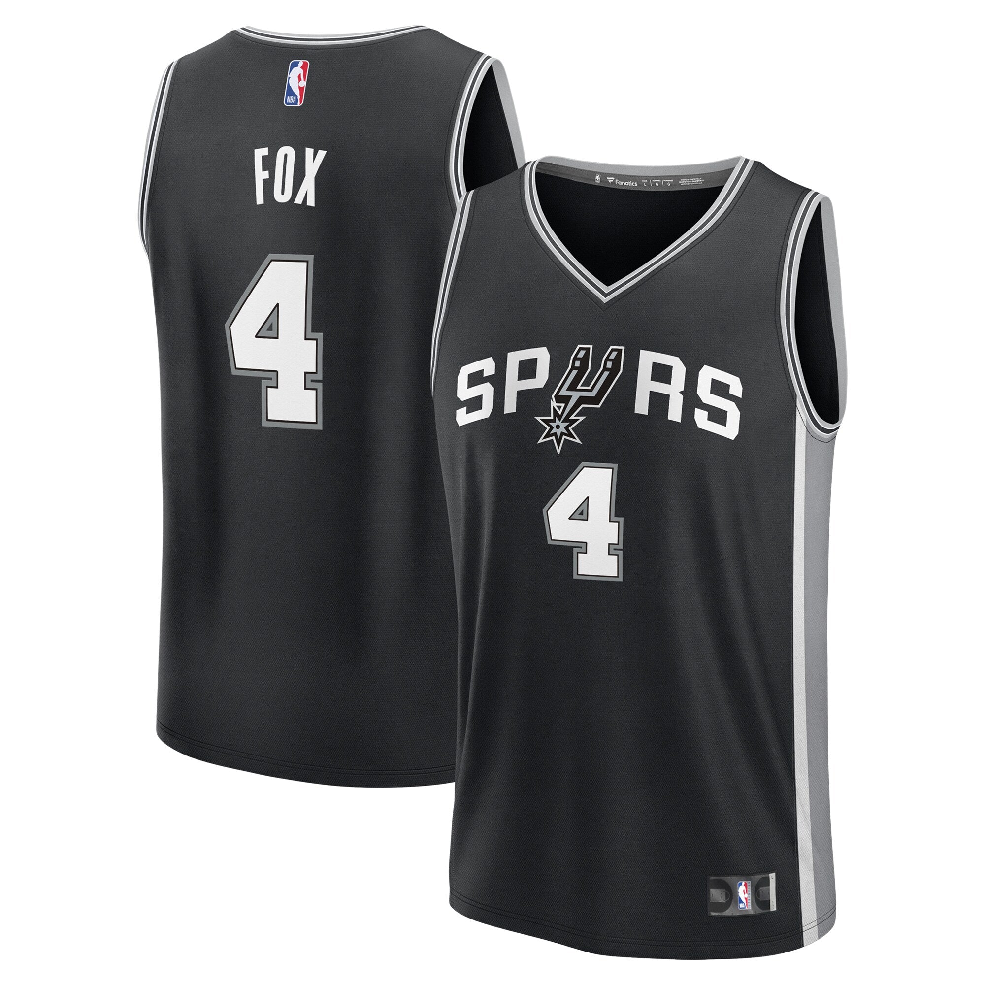 De'Aaron Fox San Antonio Spurs Fast Break Replica Player Jersey - Icon Edition - Black Basketball TJS0698