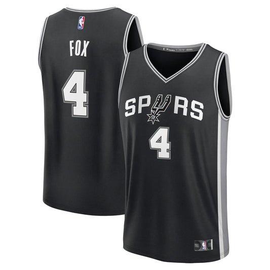 De'Aaron Fox San Antonio Spurs Fast Break Replica Player Jersey - Icon Edition - Black Basketball TJS0698