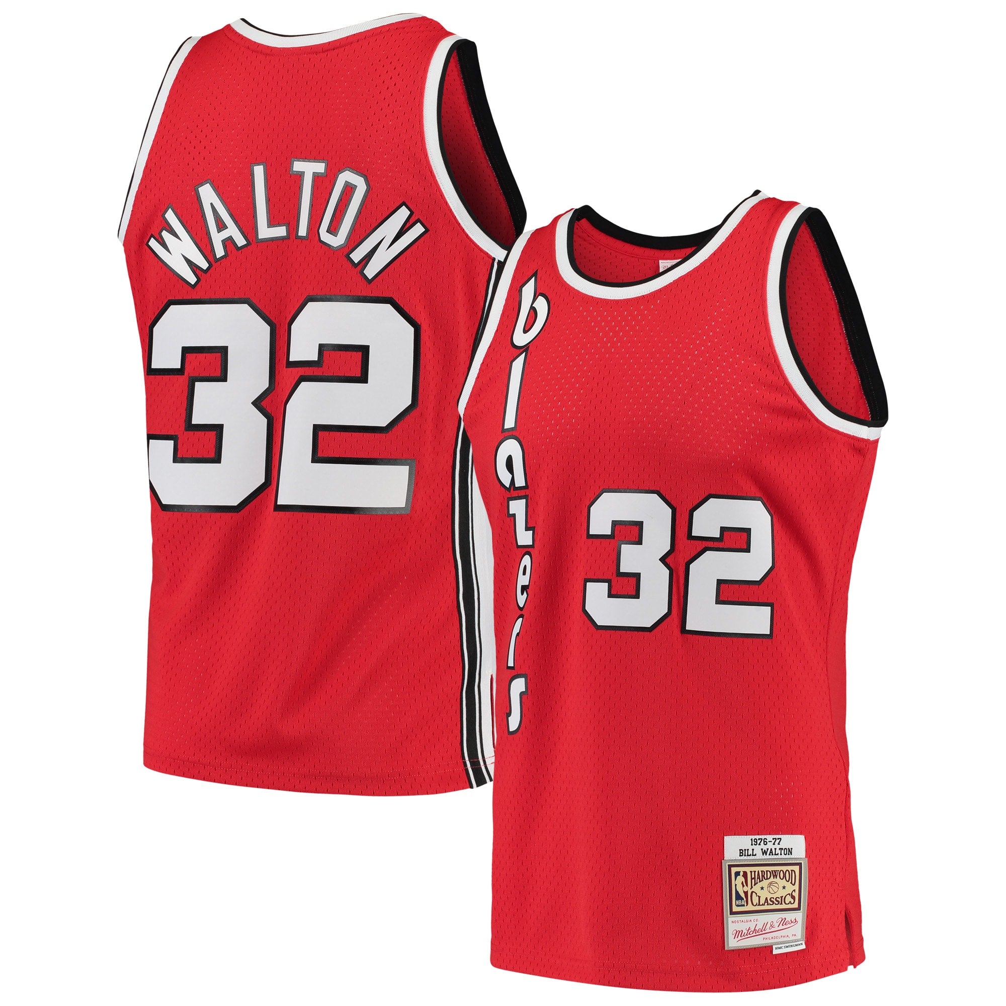 Bill Walton Portland Trail Blazers M & N 1976/77 Hardwood Classics Swingman Jersey - Red Basketball TJS0791