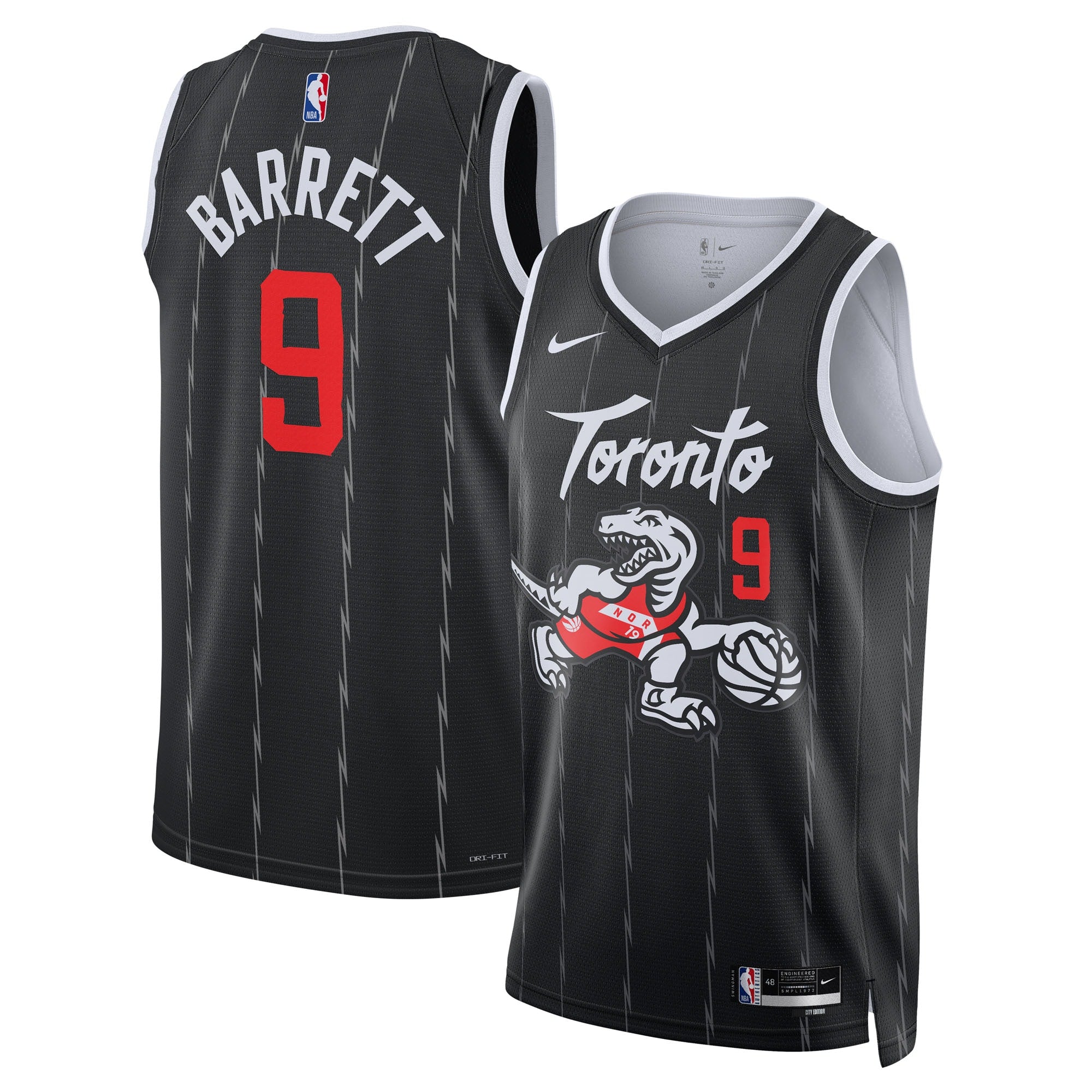 RJ Barrett Toronto Raptors Unisex 2025/26 Swingman Jersey - Black - City Edition Basketball TJS0722