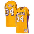 Shaquille O'Neal Los Angeles Lakers M & N Hardwood Classics Swingman Jersey - Gold Basketball TJS0754