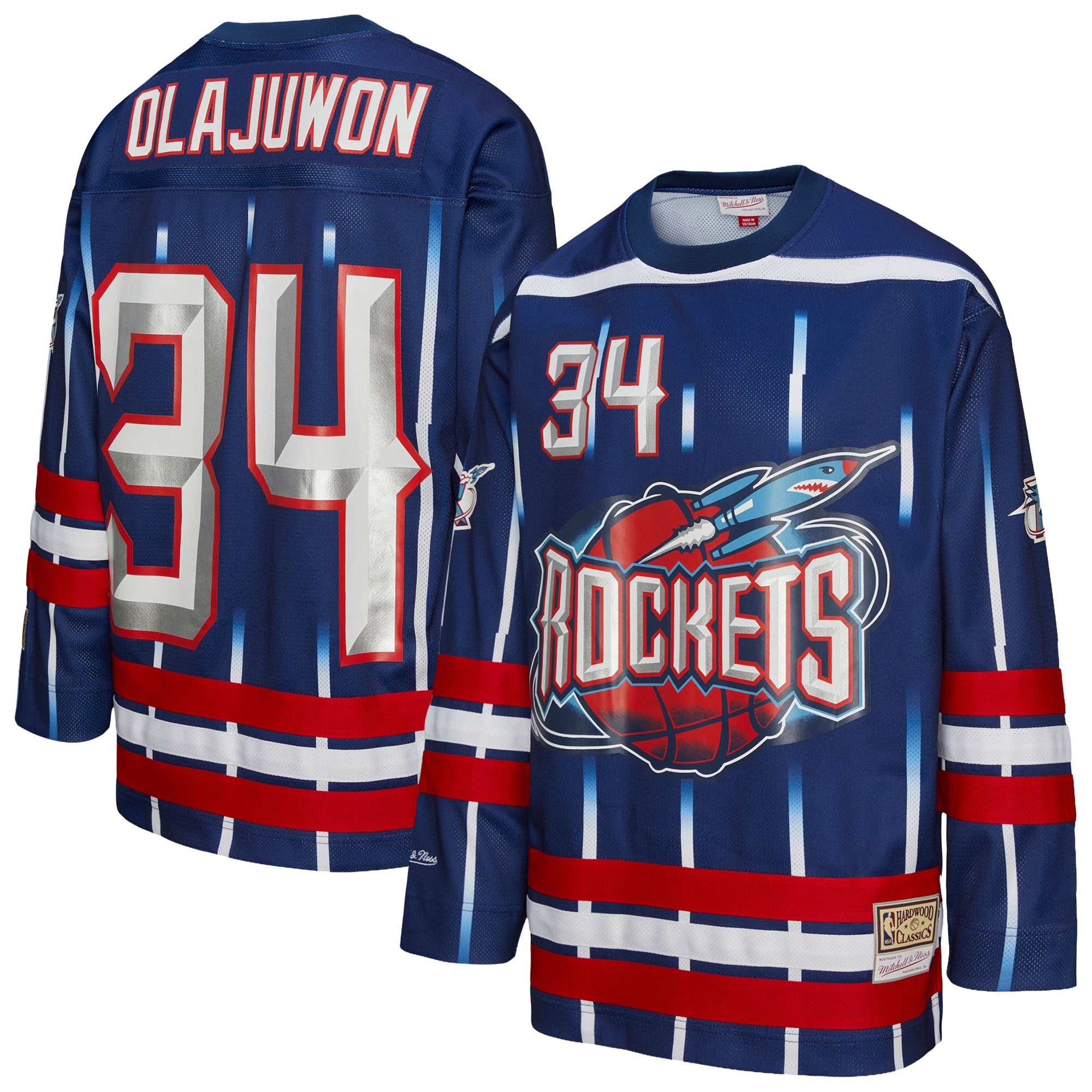 Hakeem Olajuwon Houston Rockets M & N Unisex Maxxed Out Fashion Hockey Jersey - Navy Basketball TJS0671