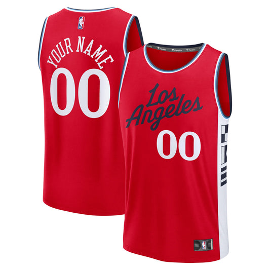 LA Clippers Fast Break Custom Jersey - Statement Edition - Red Basketball TJS0821