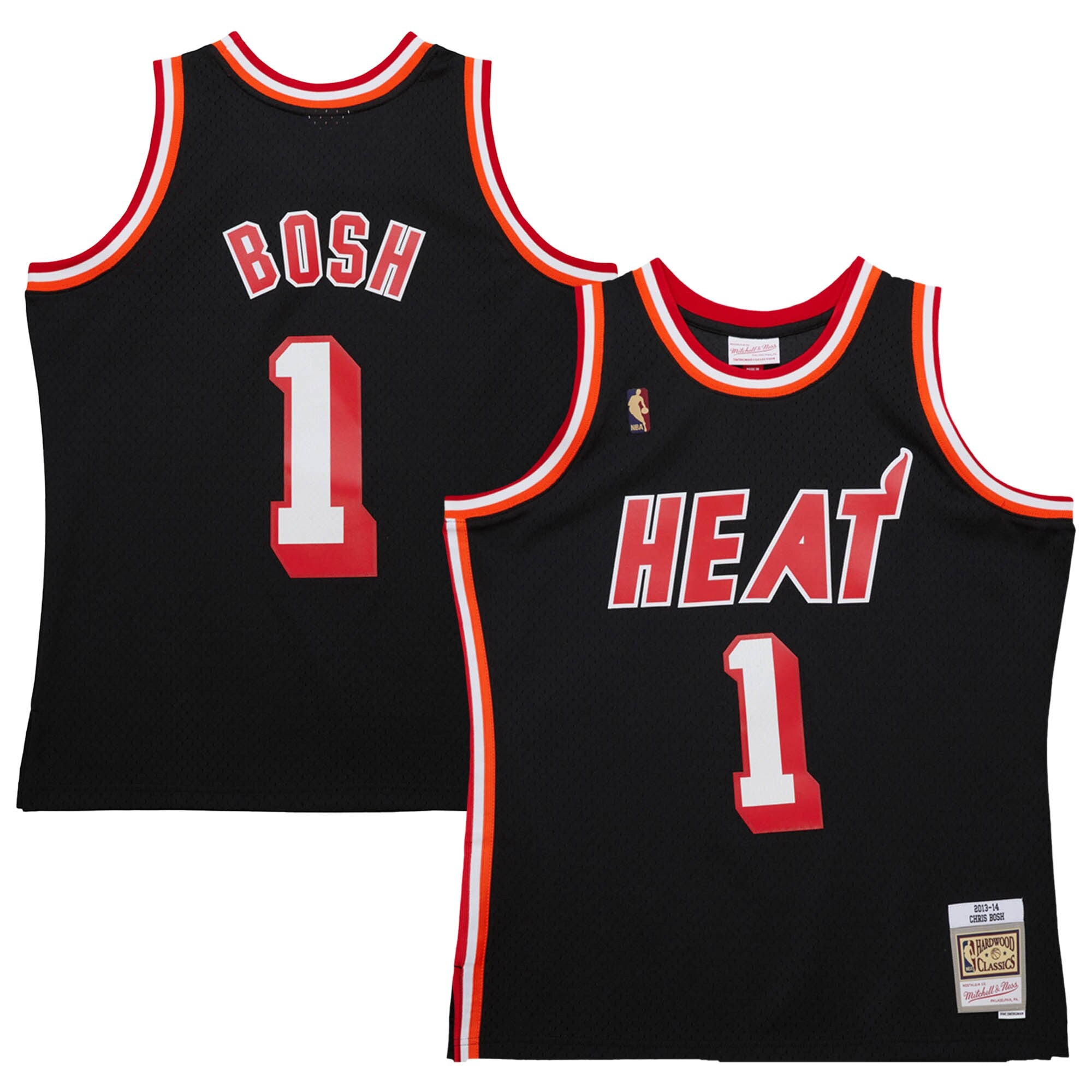 Chris Bosh Miami Heat M & N 2013/14 Hardwood Classics Swingman Jersey - Black Basketball TJS0850