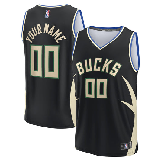 Milwaukee Bucks Custom Fast Break Jersey - Statement Edition - Black Basketball TJS0827