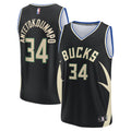 Giannis Antetokounmpo Milwaukee Bucks Fast Break Replica Player Jersey - Statement Edition - Black Basketball TJS0842