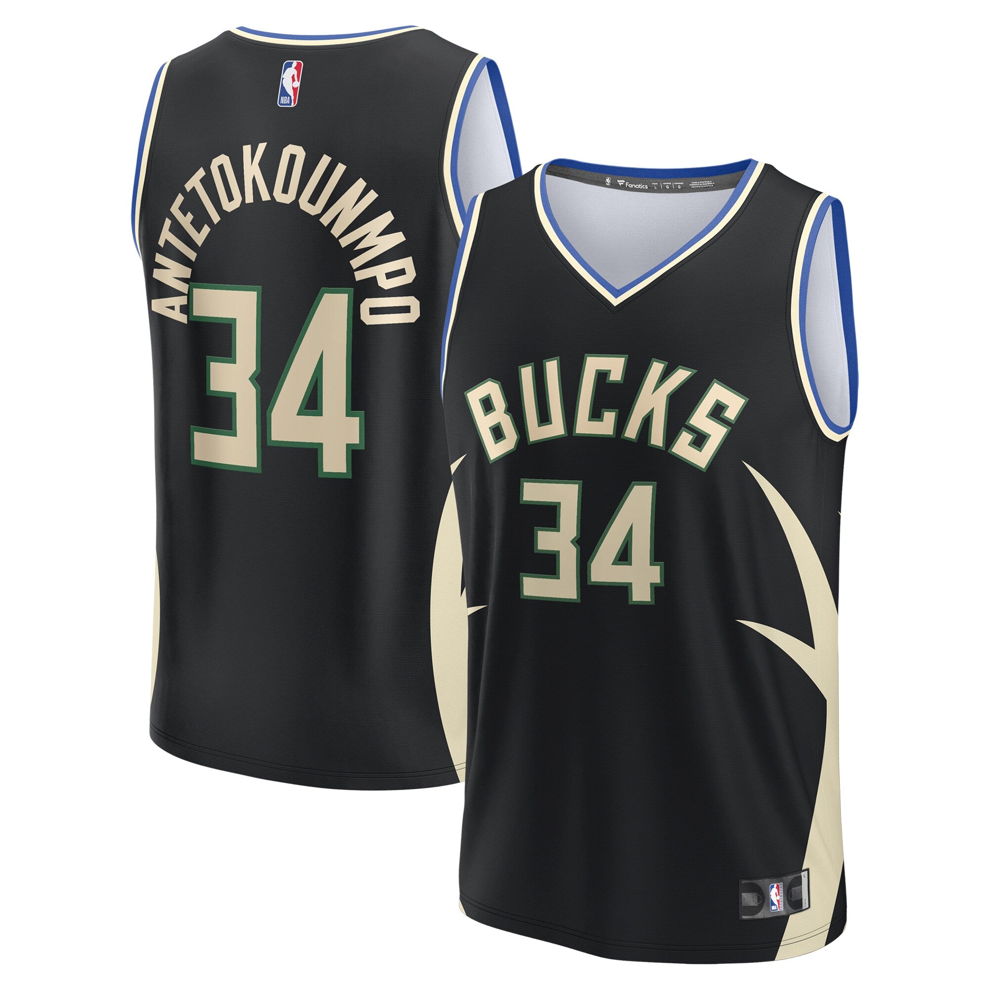 Giannis Antetokounmpo Milwaukee Bucks Fast Break Replica Player Jersey - Statement Edition - Black Basketball TJS0842