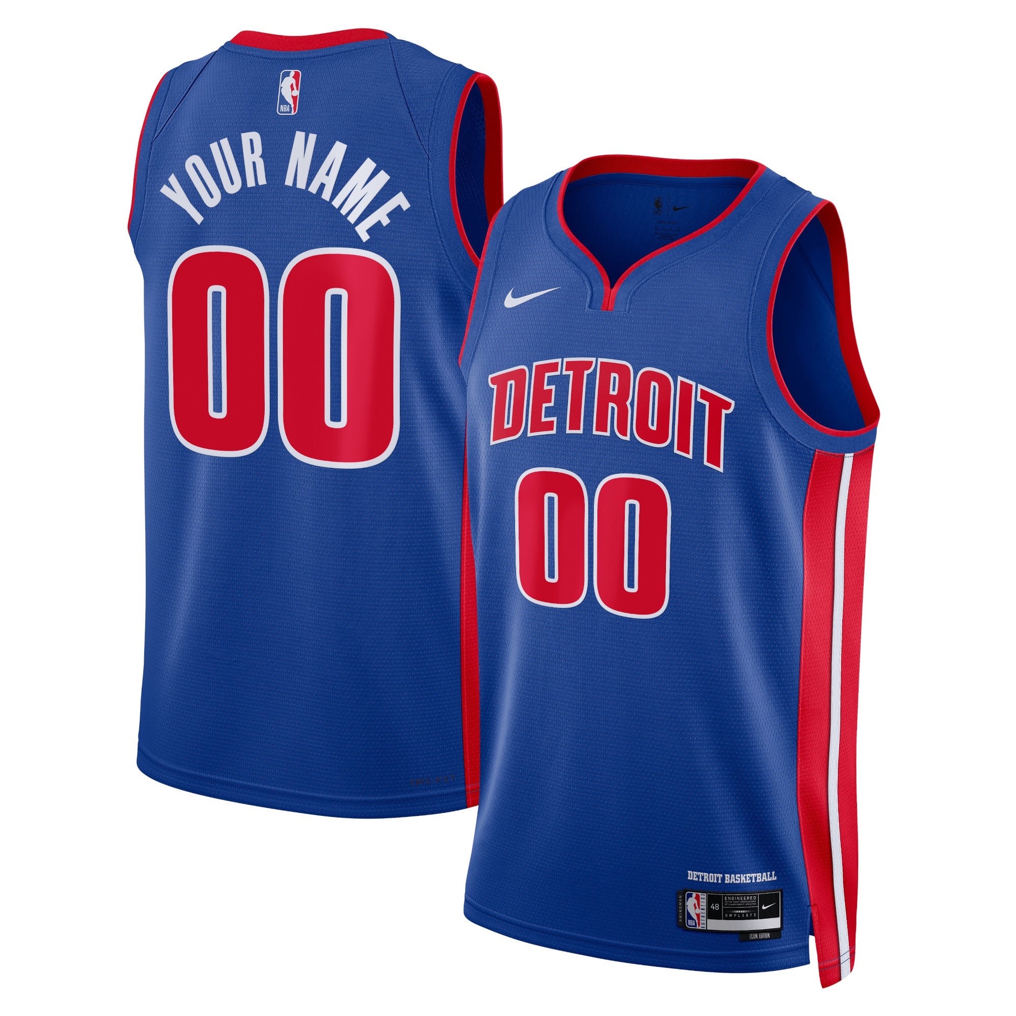 Detroit Pistons Unisex Swingman Custom Jersey Blue - Icon Edition Basketball TJS0670