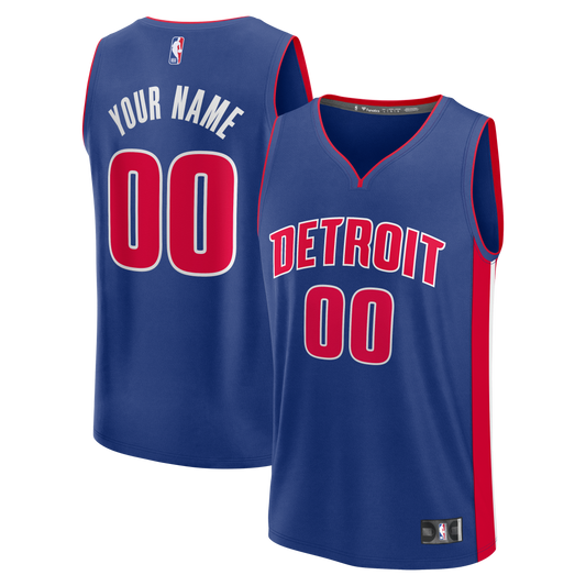 Detroit Pistons Fast Break Custom Jersey - Icon Edition - Blue Basketball TJS0681