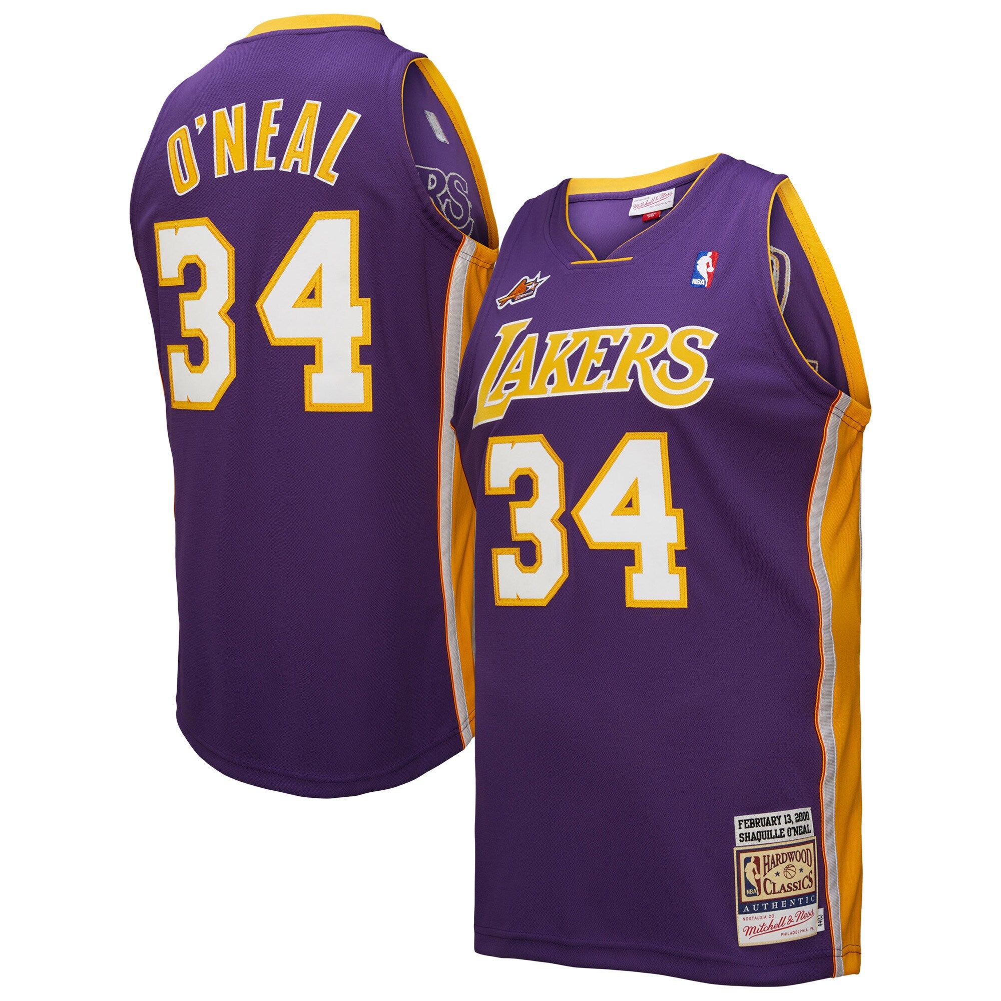 Shaquille O'Neal Los Angeles Lakers M & N 2000 All-Star Game Jersey - Purple Basketball TJS0777