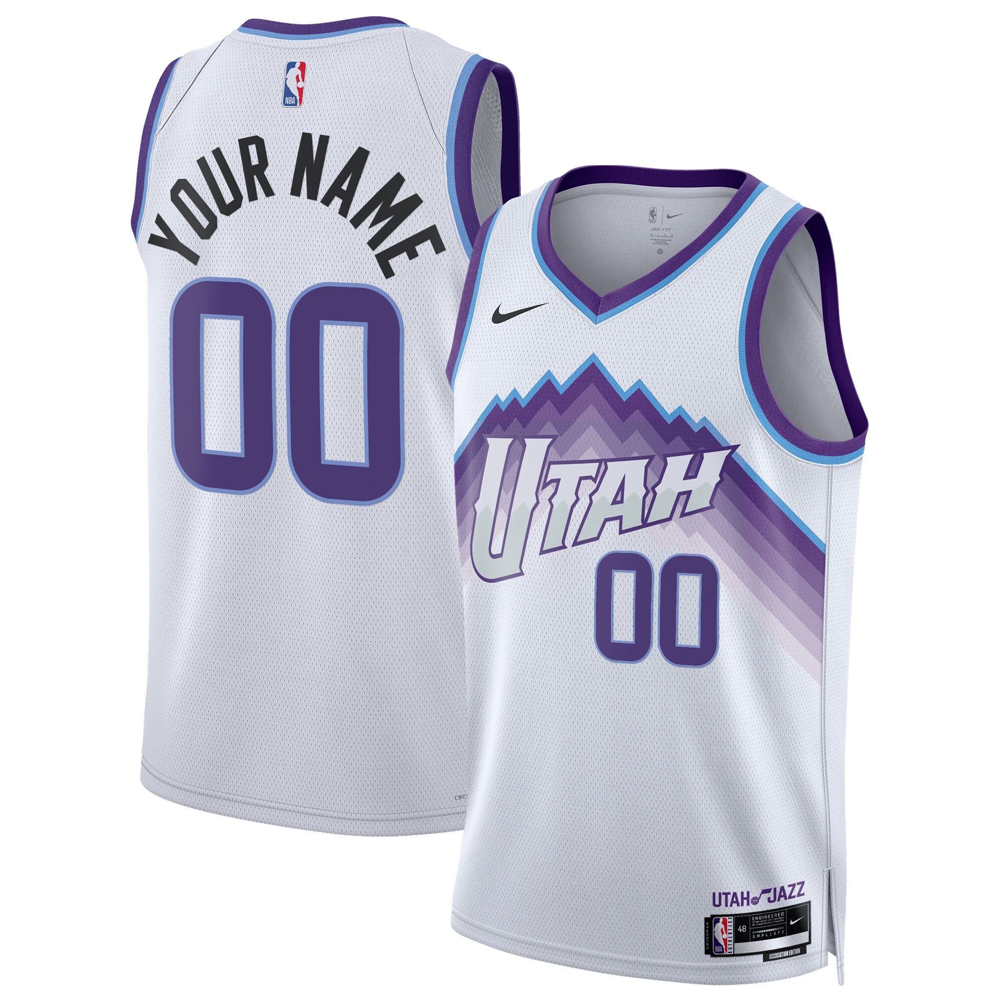 Utah Jazz Unisex Swingman Custom Jersey - Association Edition - White Basketball TJS0782
