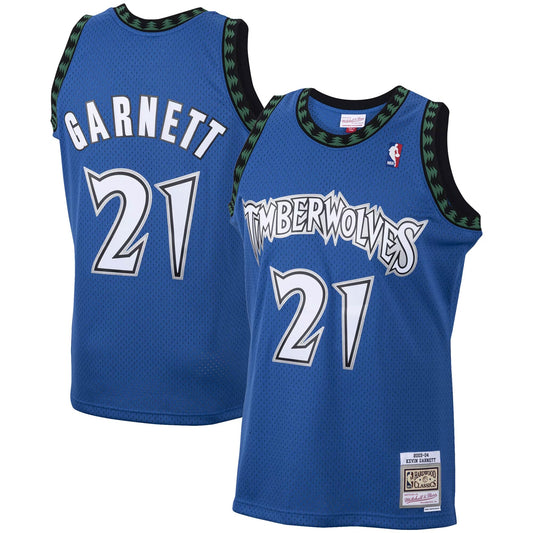 Kevin Garnett Minnesota Timberwolves M & N Big & Tall 2003/04 Hardwood Classics Swingman Jersey - Blue Basketball TJS0979