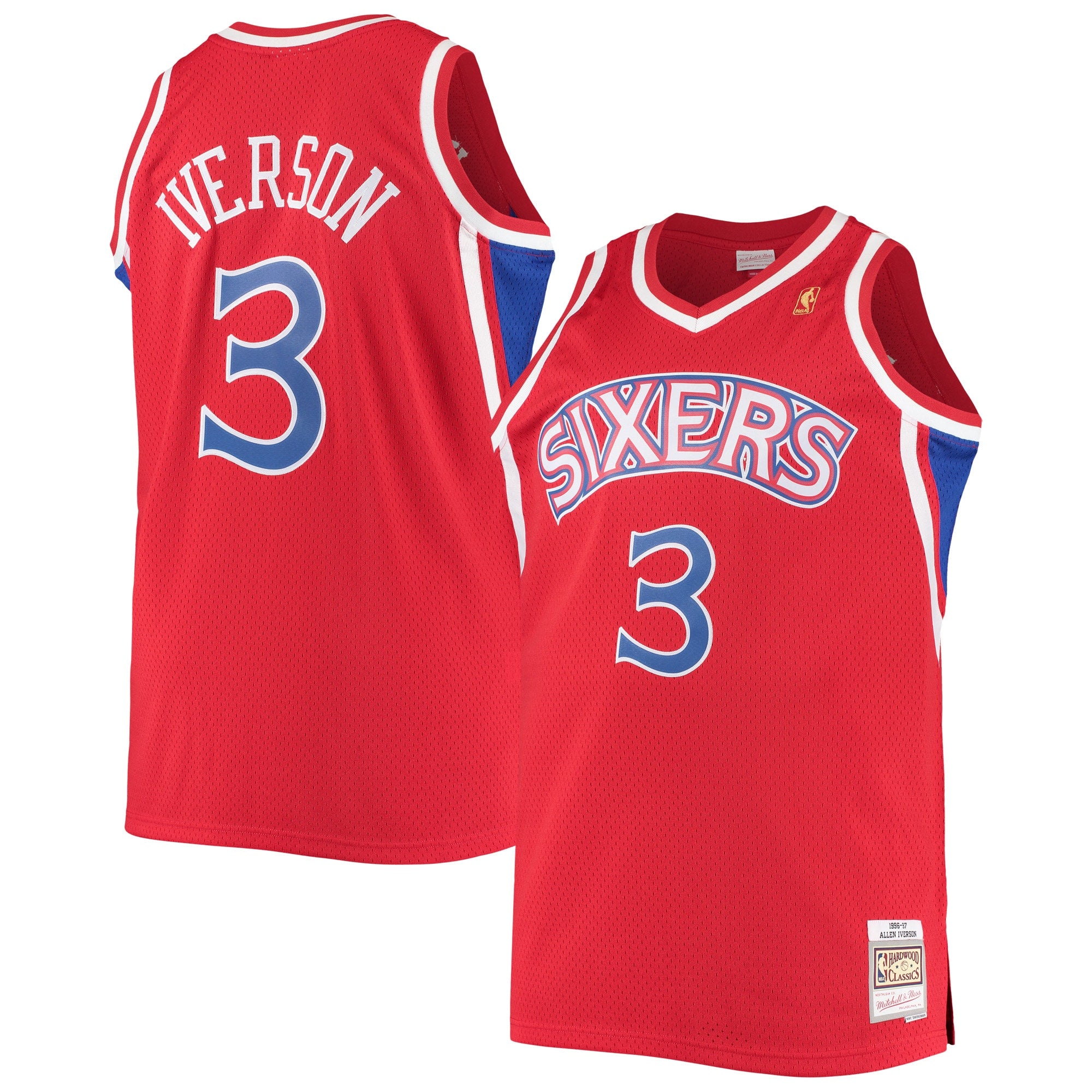 Allen Iverson Philadelphia 76ers M & N 1996/97 Big & Tall Hardwood Classics Swingman Jersey - Red Basketball TJS1063