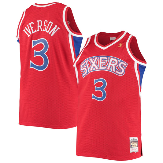 Allen Iverson Philadelphia 76ers M & N 1996/97 Big & Tall Hardwood Classics Swingman Jersey - Red Basketball TJS1063