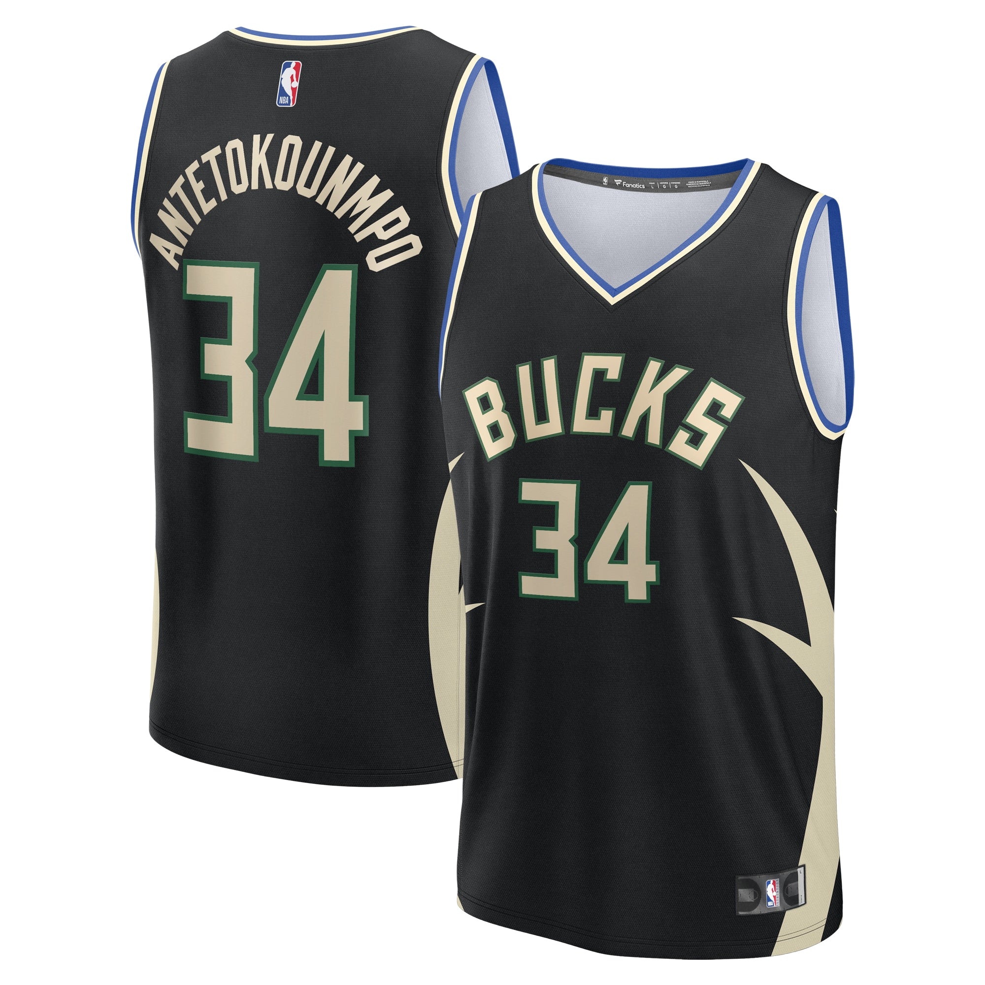 Giannis Antetokounmpo Milwaukee Bucks Fast Break Replica Player Jersey - Statement Edition - Black Basketball TJS0921