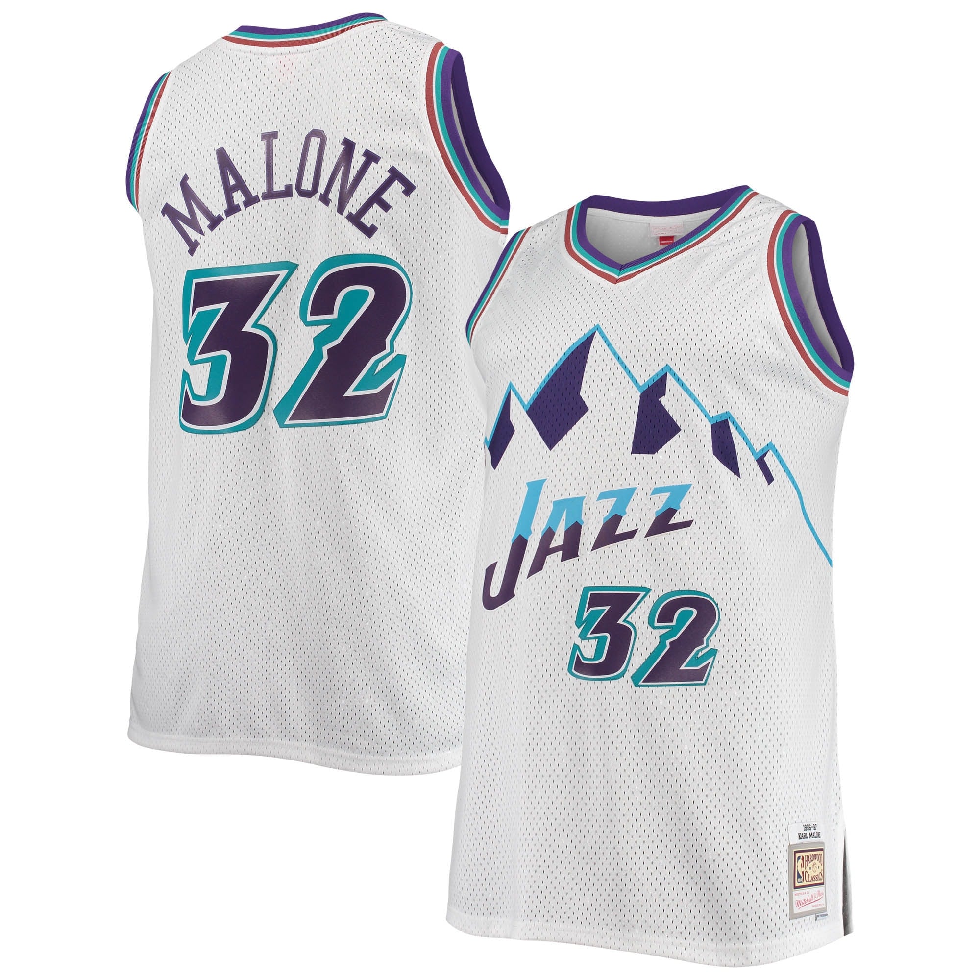 Karl Malone Utah Jazz M & N 1996/97 Big & Tall Hardwood Classics Swingman Jersey - White Basketball TJS0942