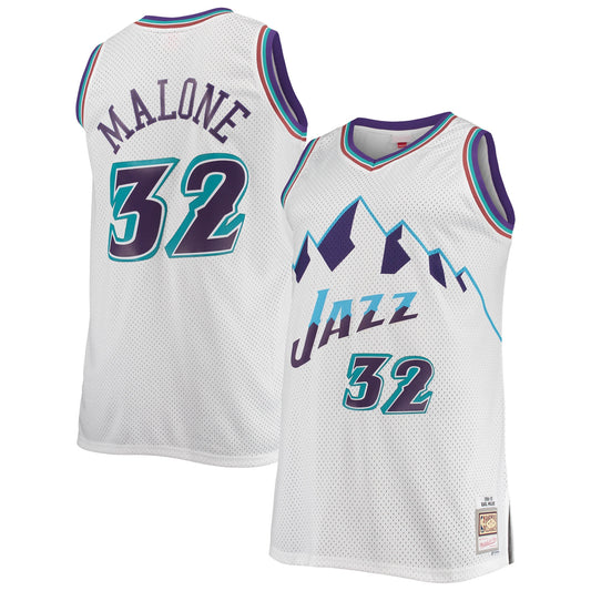Karl Malone Utah Jazz M & N 1996/97 Big & Tall Hardwood Classics Swingman Jersey - White Basketball TJS0942