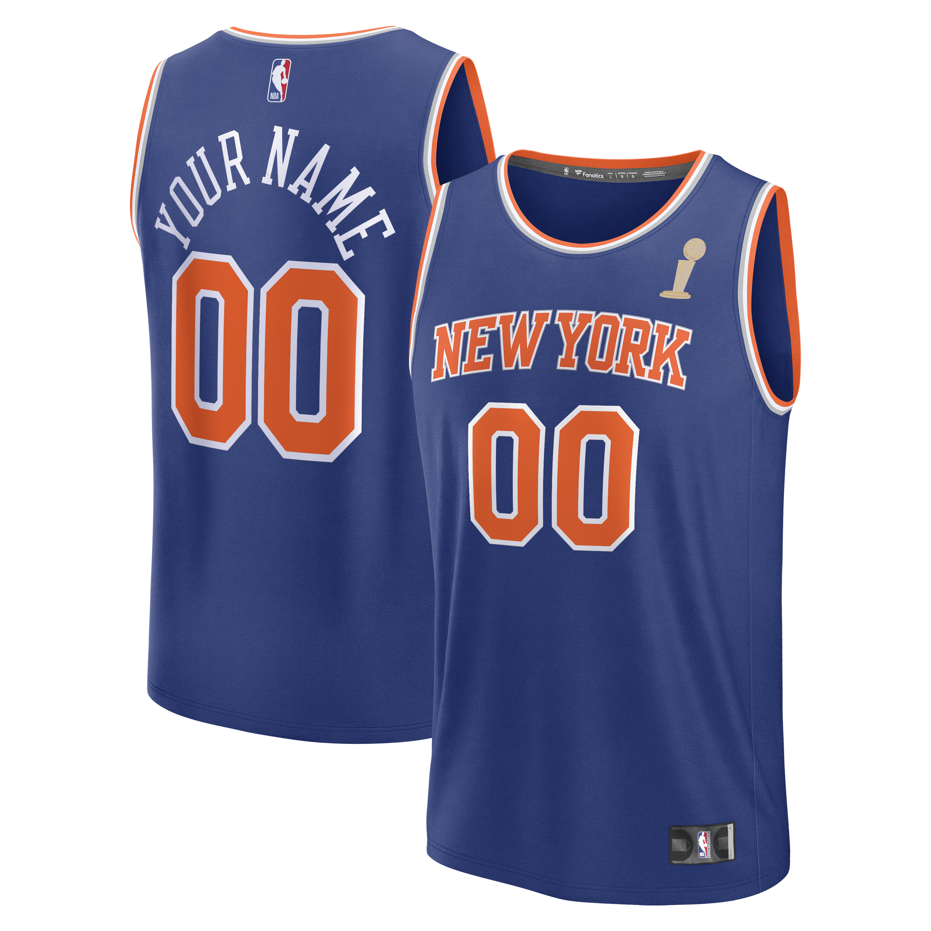 New York Knicks 2026 Finals Champions Fast Break Custom Jersey - Icon Edition - Blue Basketball TJS0972