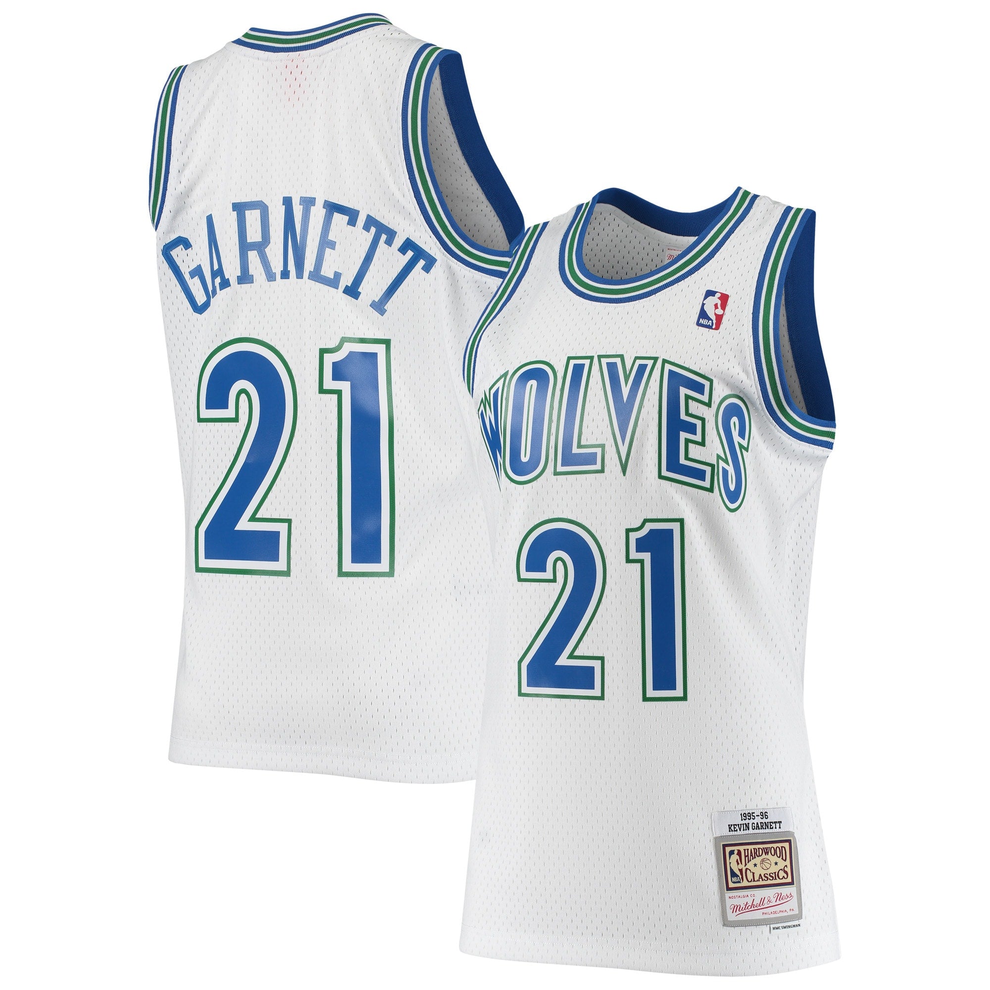 Kevin Garnett Minnesota Timberwolves M & N 1995/96 Hardwood Classics Swingman Jersey - White Basketball TJS1055