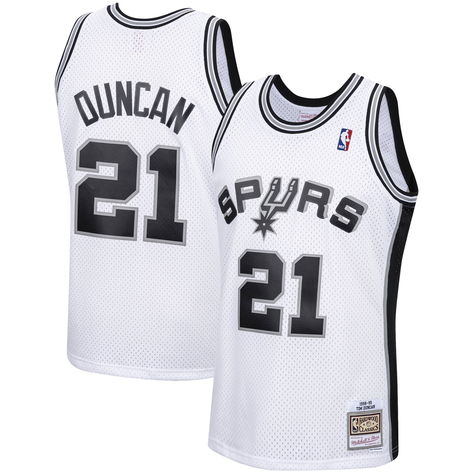 Tim Duncan San Antonio Spurs M & N 1998/99 Hardwood Classics Swingman Jersey - White Basketball TJS1043